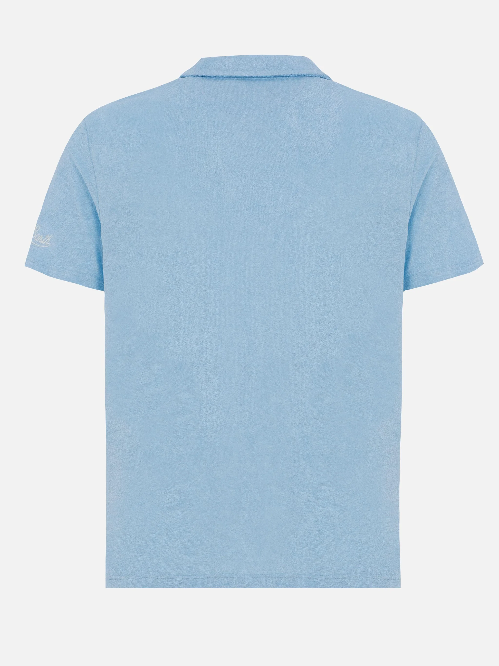 Jeremy light blue terry buttonless polo shirt - Image 6