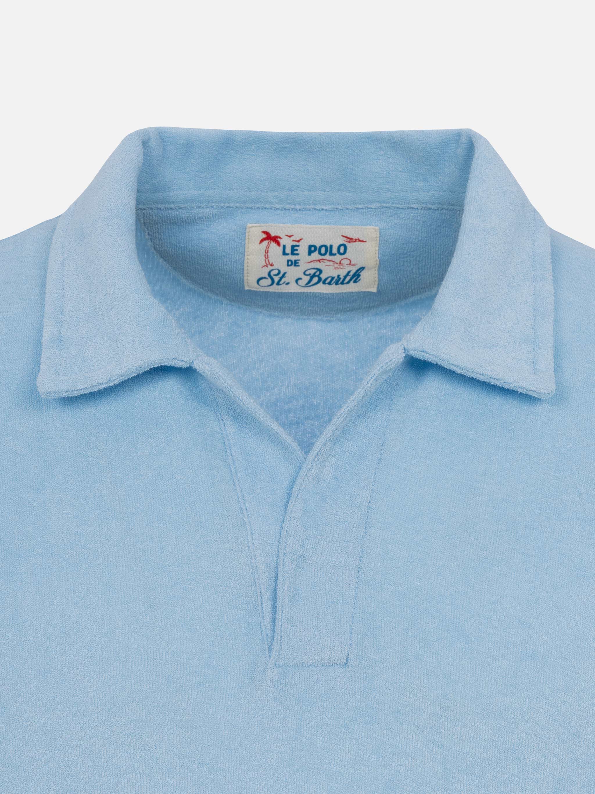 Jeremy light blue terry buttonless polo shirt - Image 8