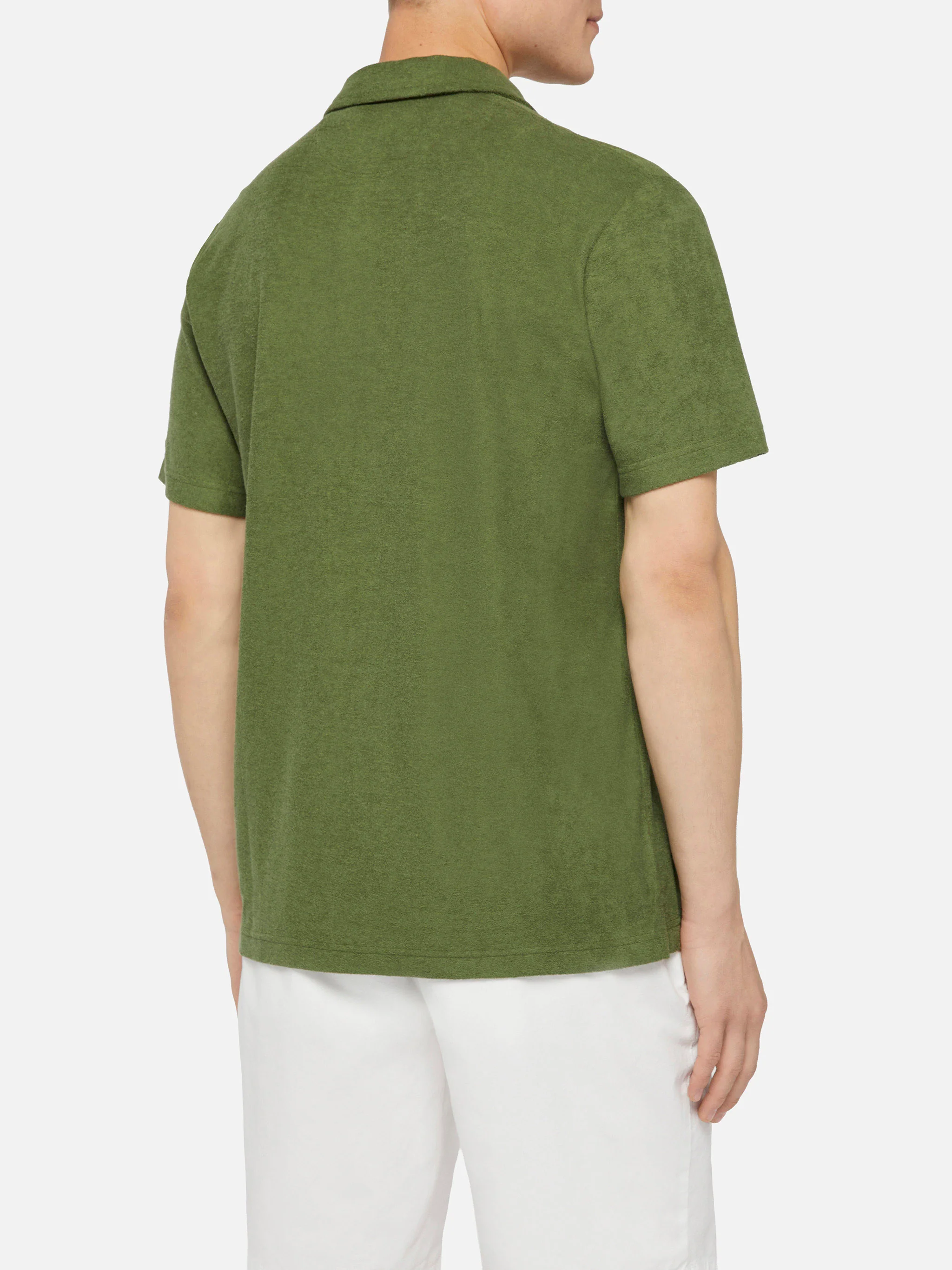 Jeremy military green terry buttonless polo shirt - Image 3