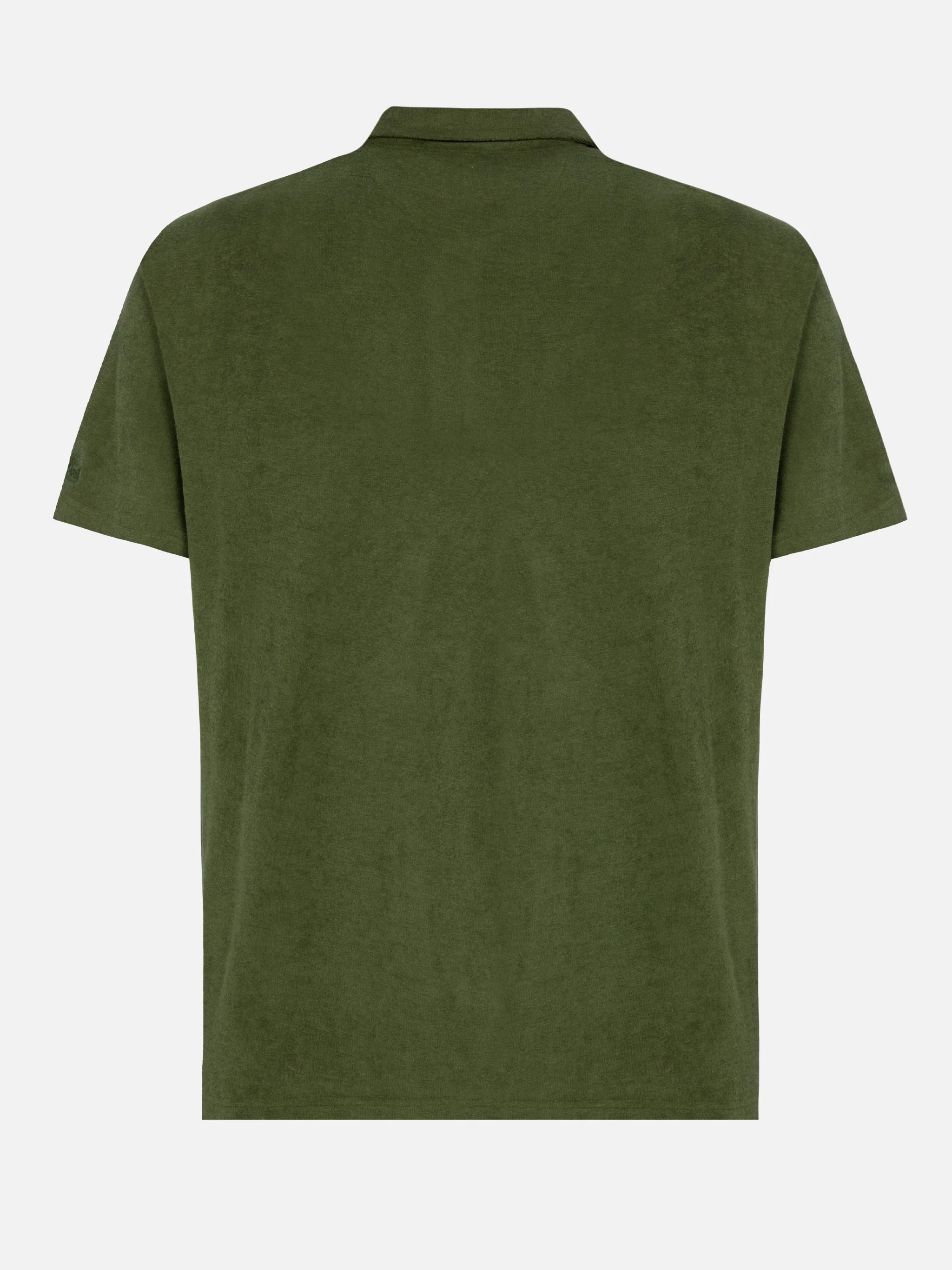 Jeremy military green terry buttonless polo shirt - Image 5