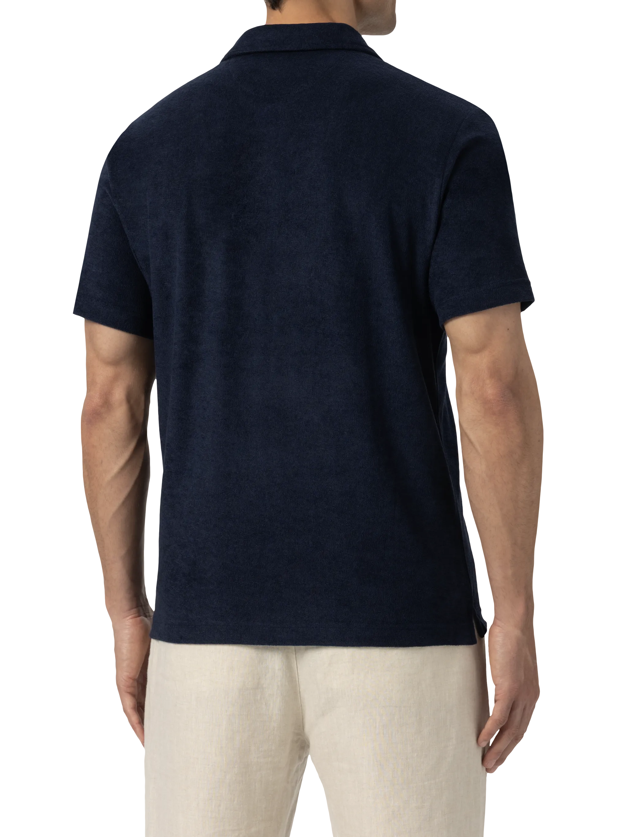 Jeremy navy blue terry buttonless polo shirt - Image 2