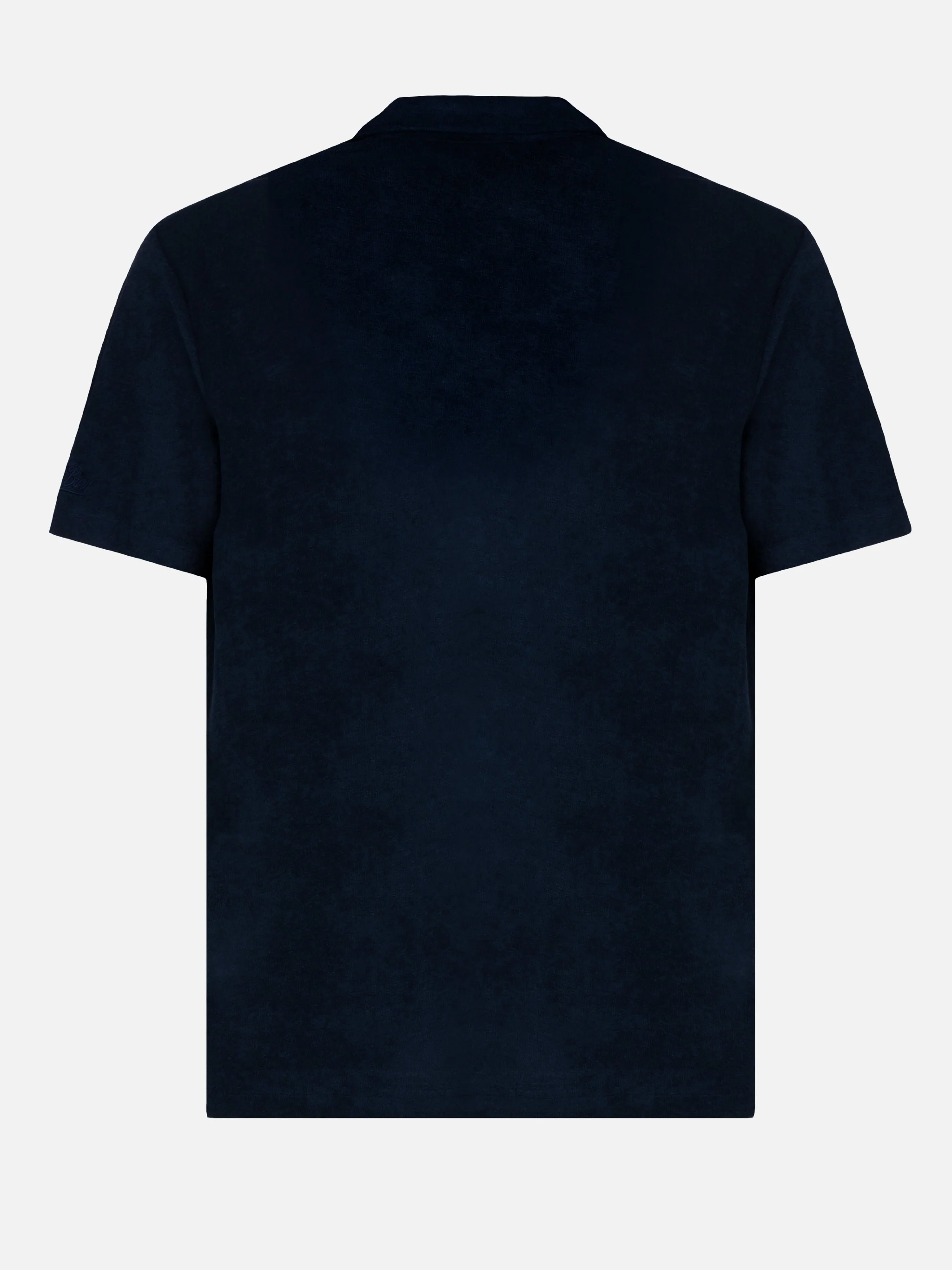 Jeremy navy blue terry buttonless polo shirt - Image 5