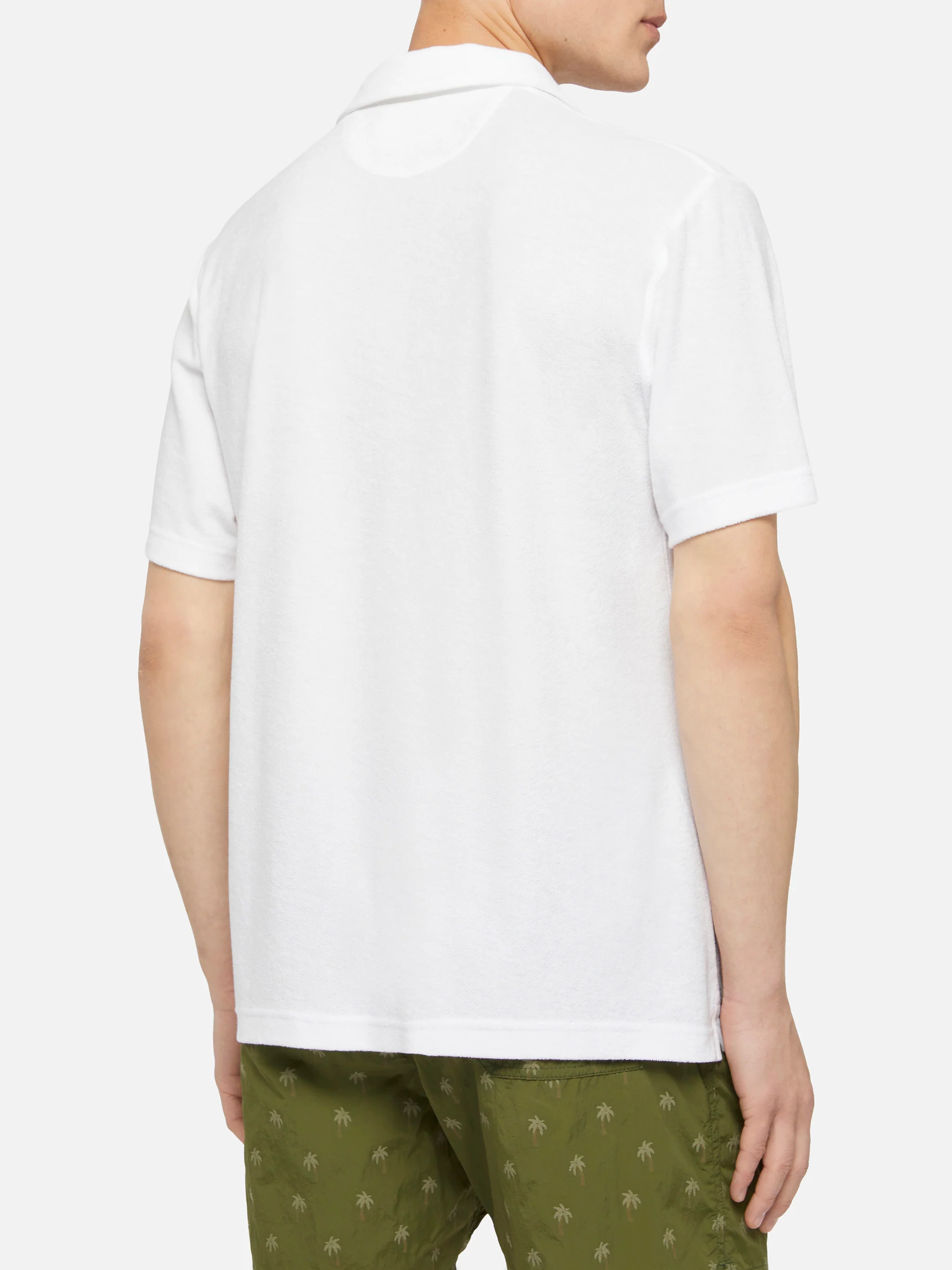 Jeremy white terry buttonless polo shirt - Image 3