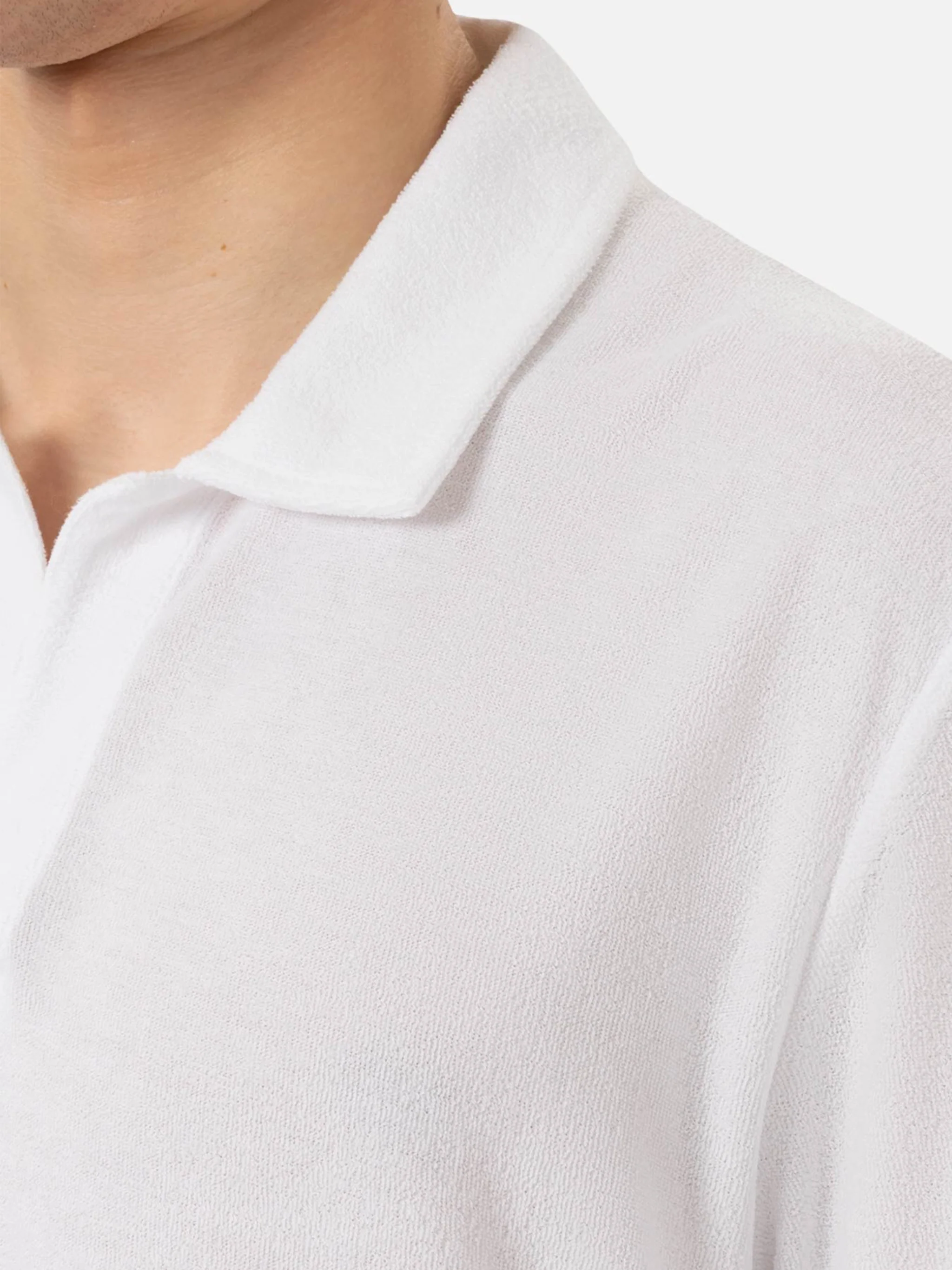 Jeremy white terry buttonless polo shirt - Image 4