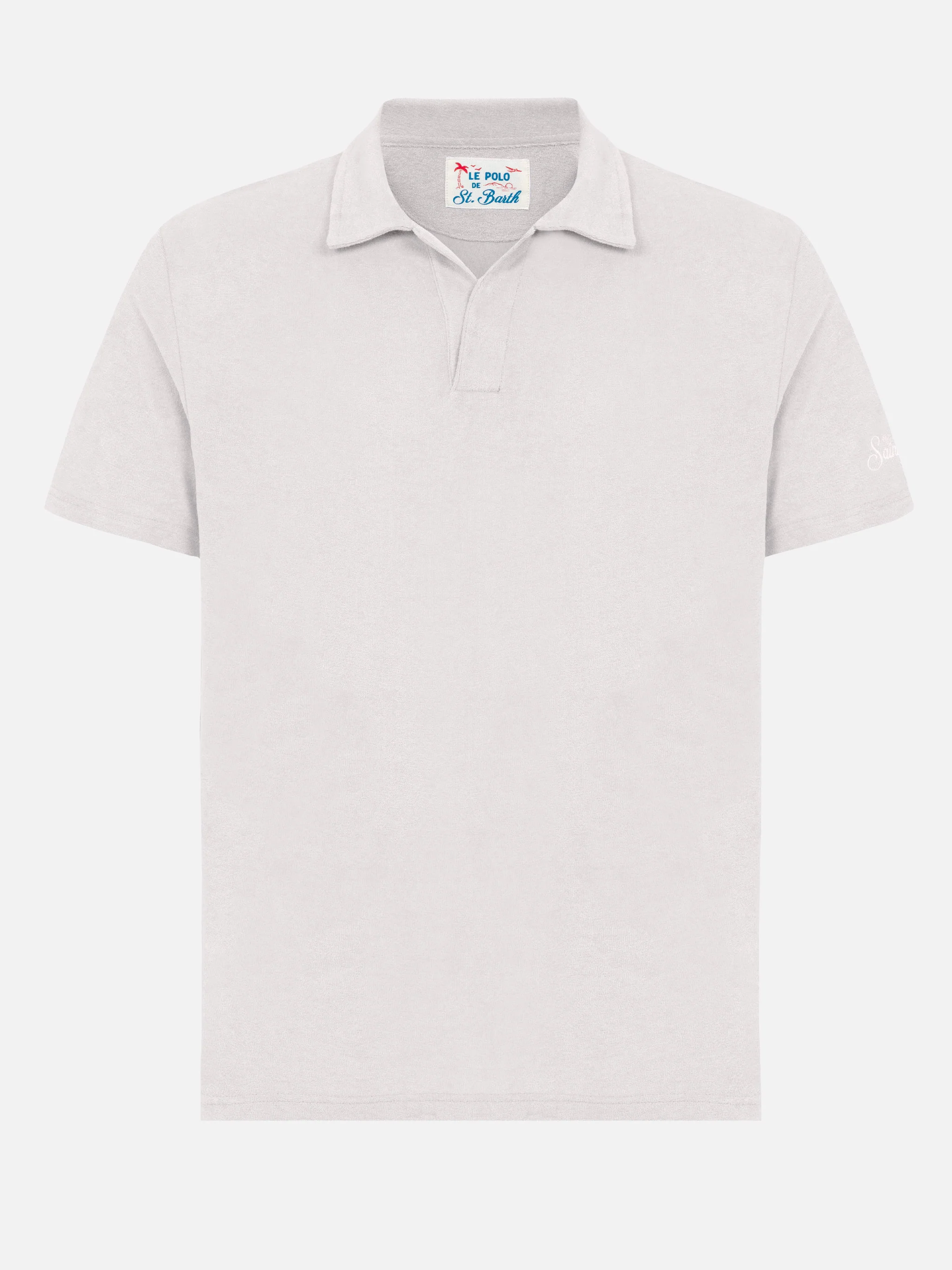 Jeremy white terry buttonless polo shirt - Image 5