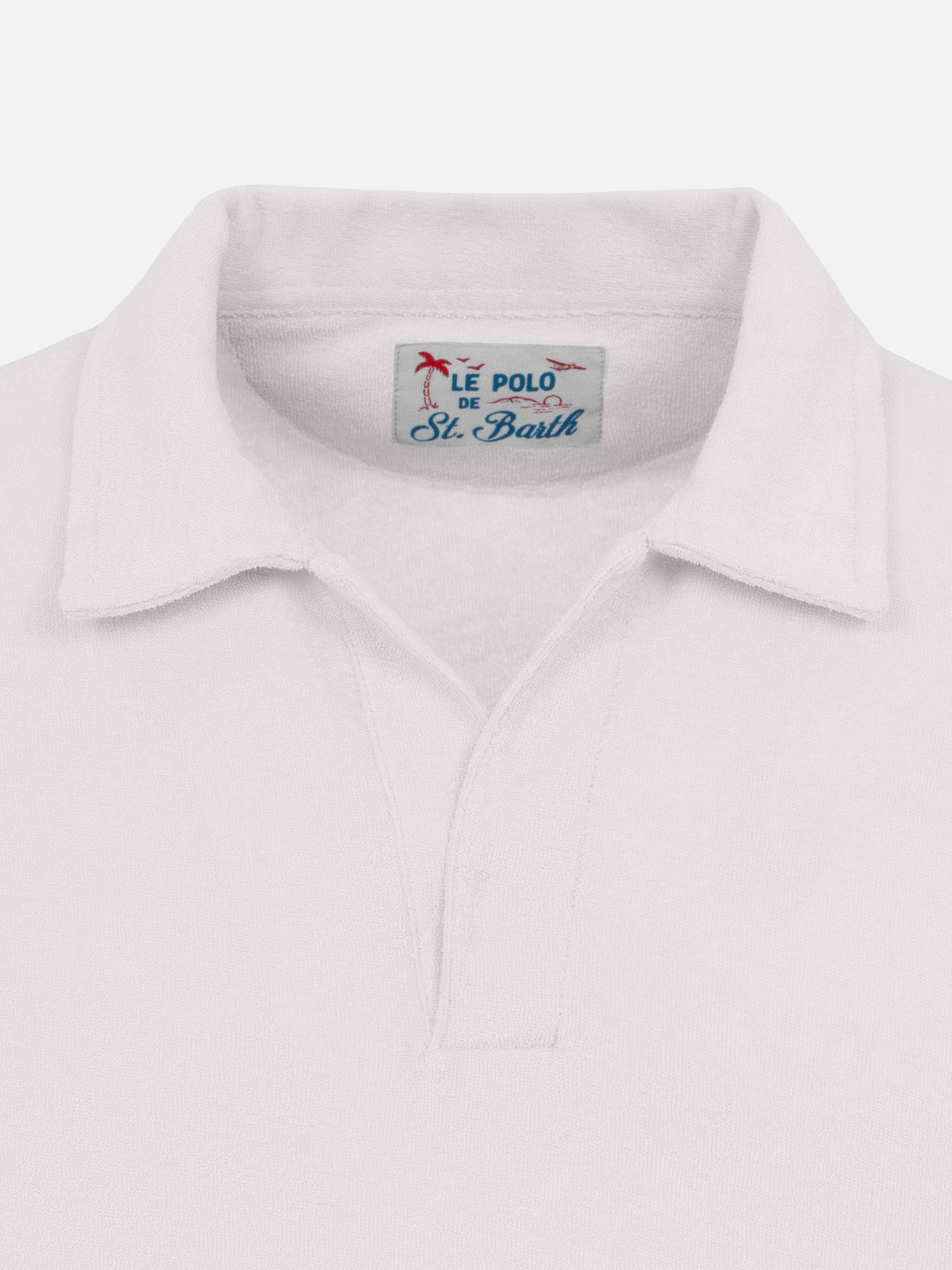 Jeremy white terry buttonless polo shirt - Image 8