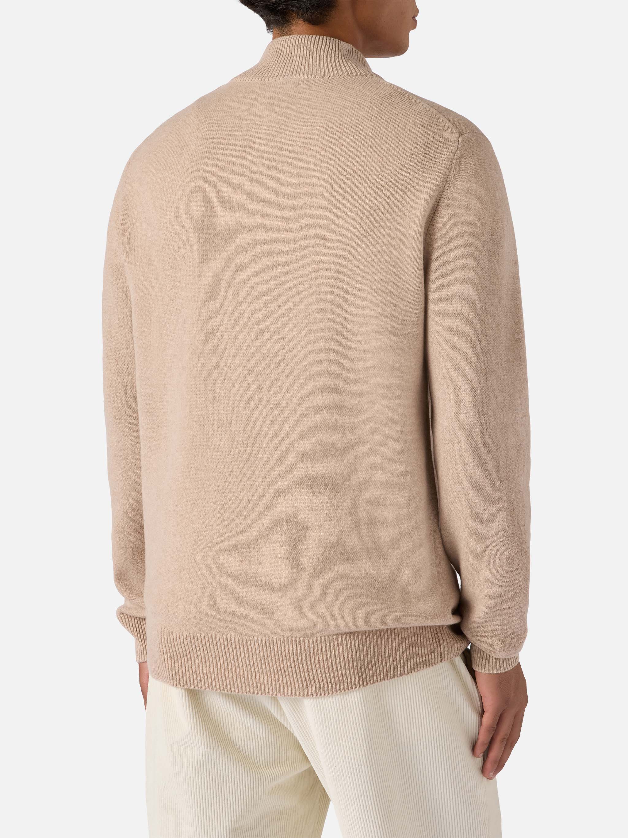 Jermyn half-zip sweater in 100% lambswool beige - Image 3