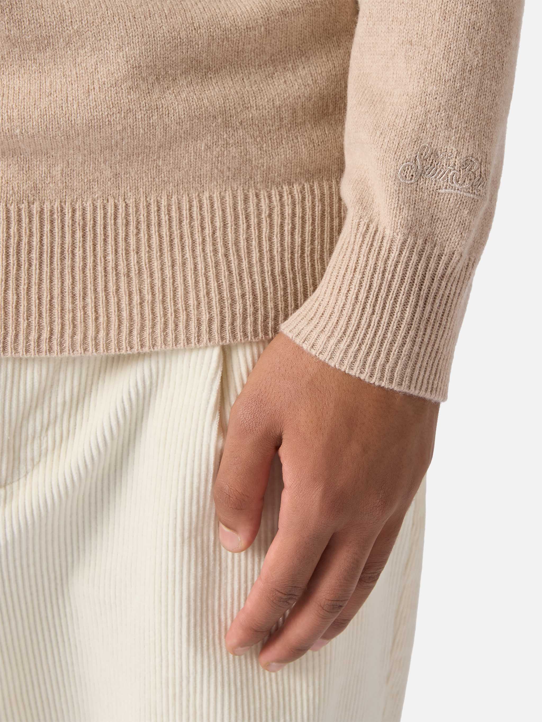 Jermyn half-zip sweater in 100% lambswool beige - Image 4