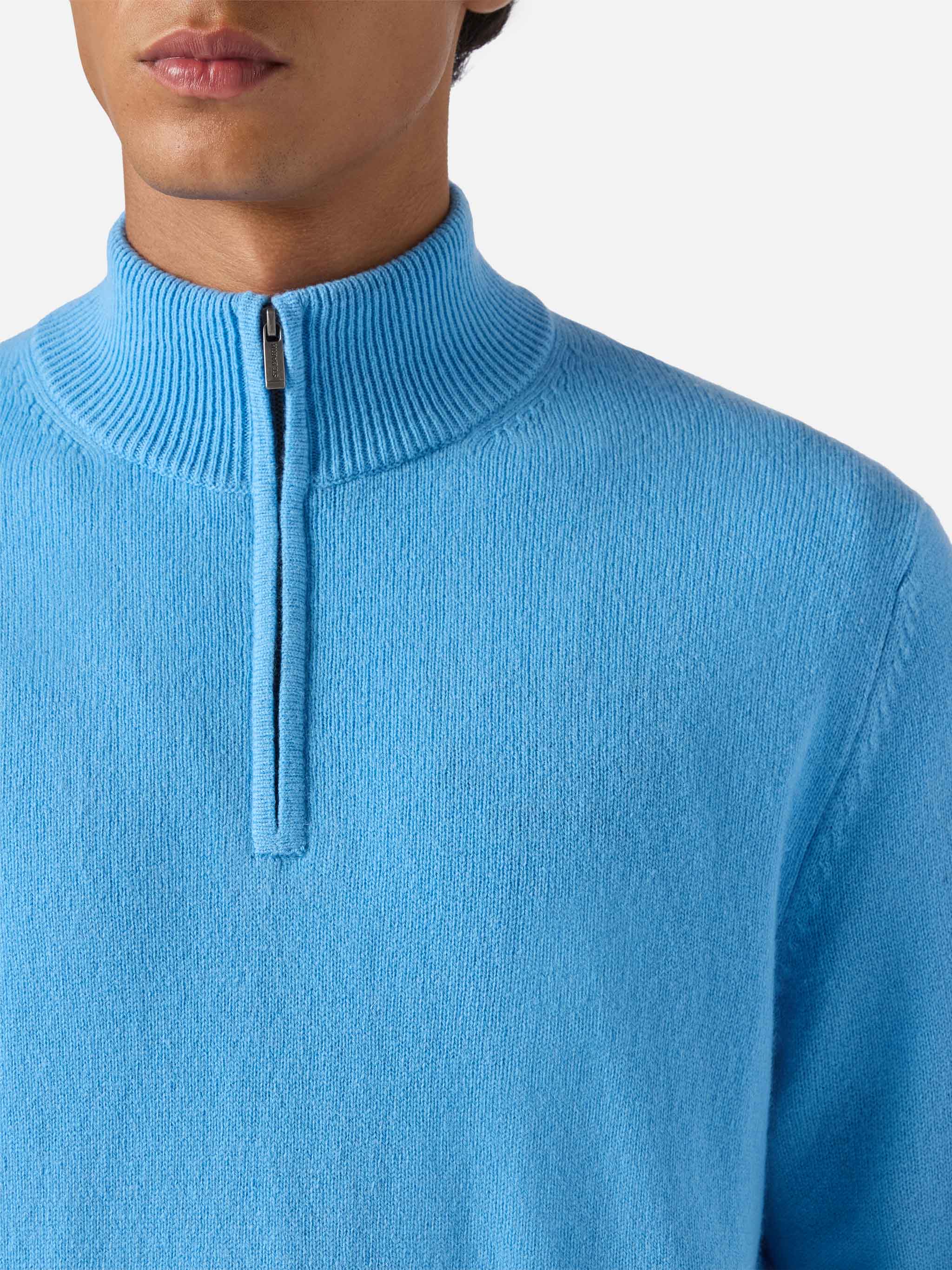Jermyn half-zip sweater in 100% lambswool powder blue - Image 2