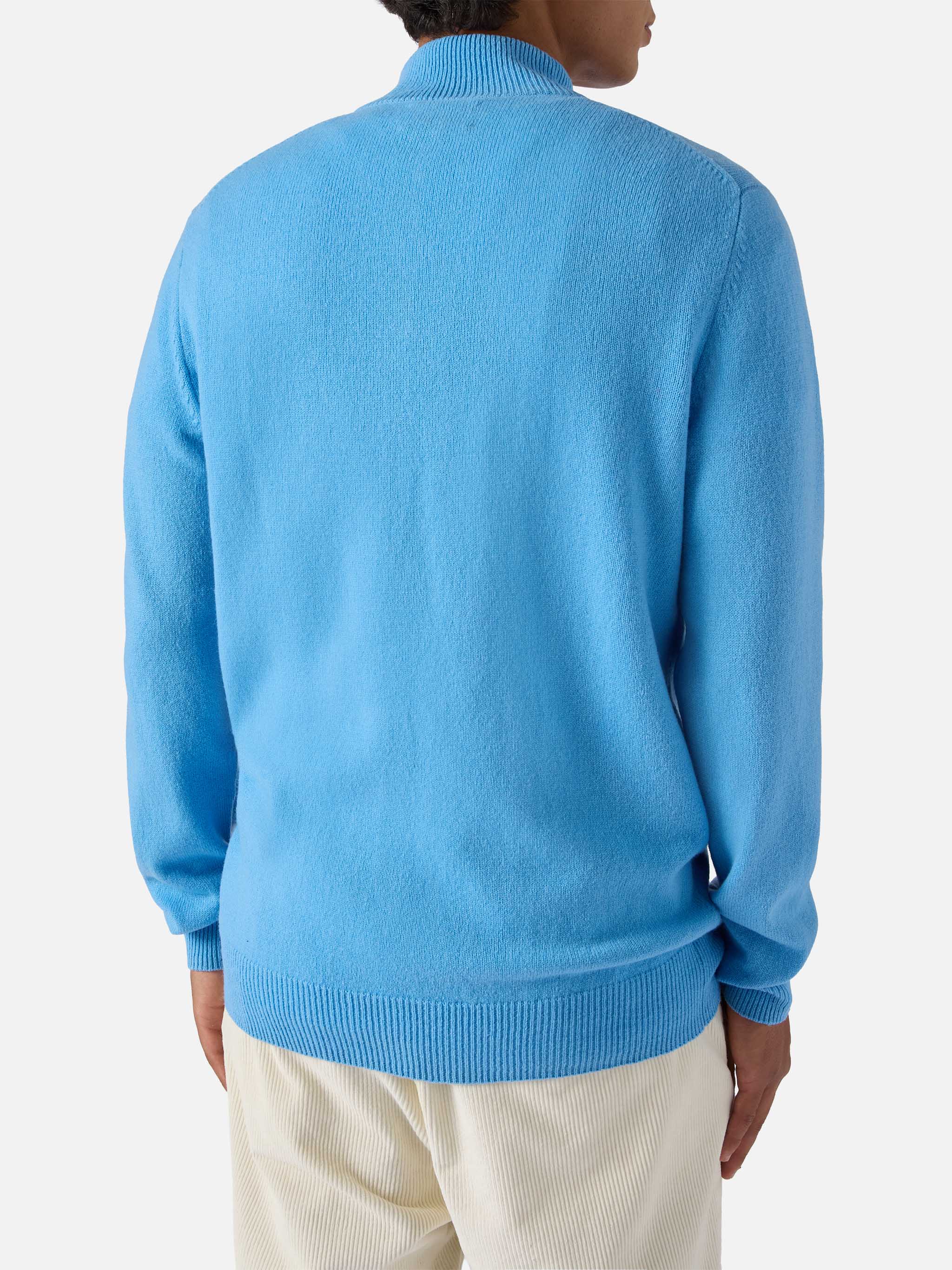 Jermyn half-zip sweater in 100% lambswool powder blue - Image 3
