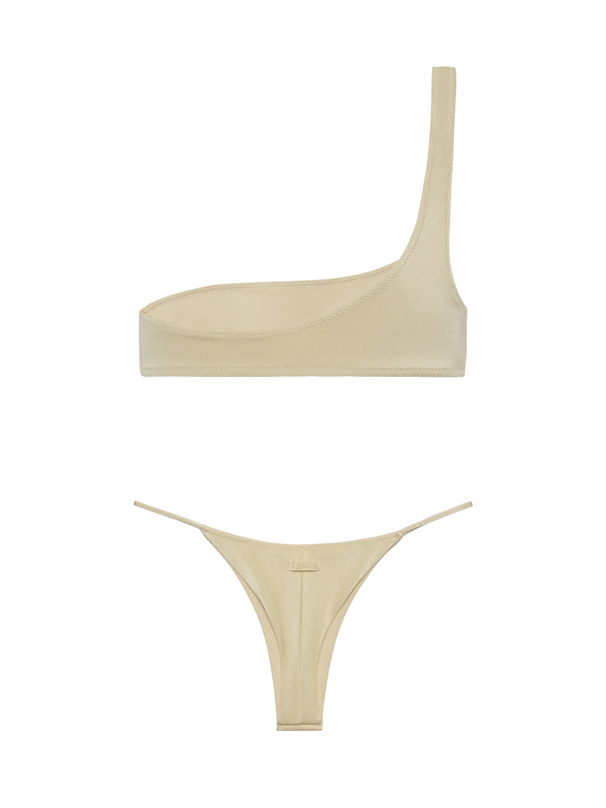 One shoulder Celestine bralette bikini in shimmer gold color - Image 2