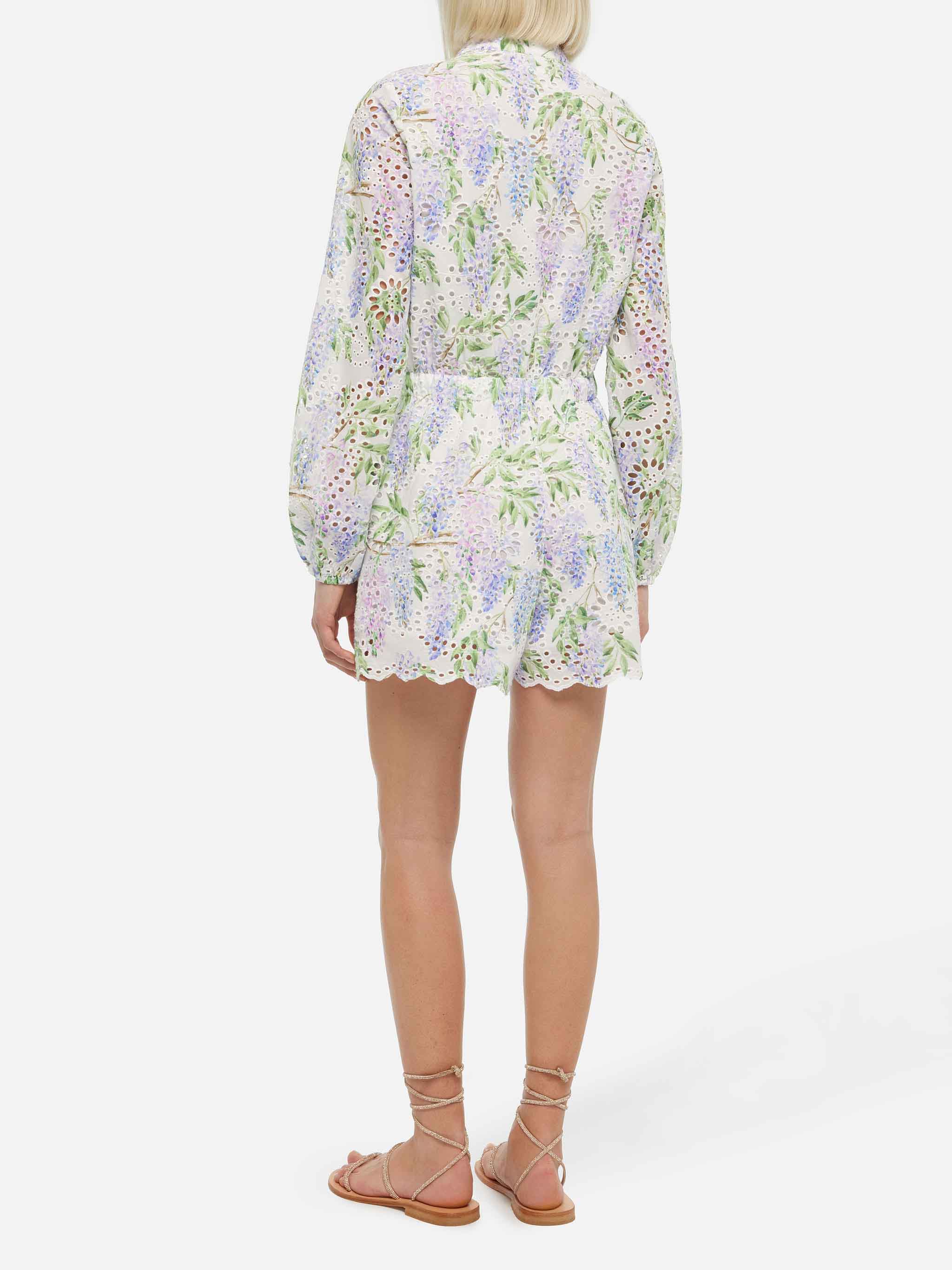 Julian Sangallo lace cotton playsuit with floral print - Image 3