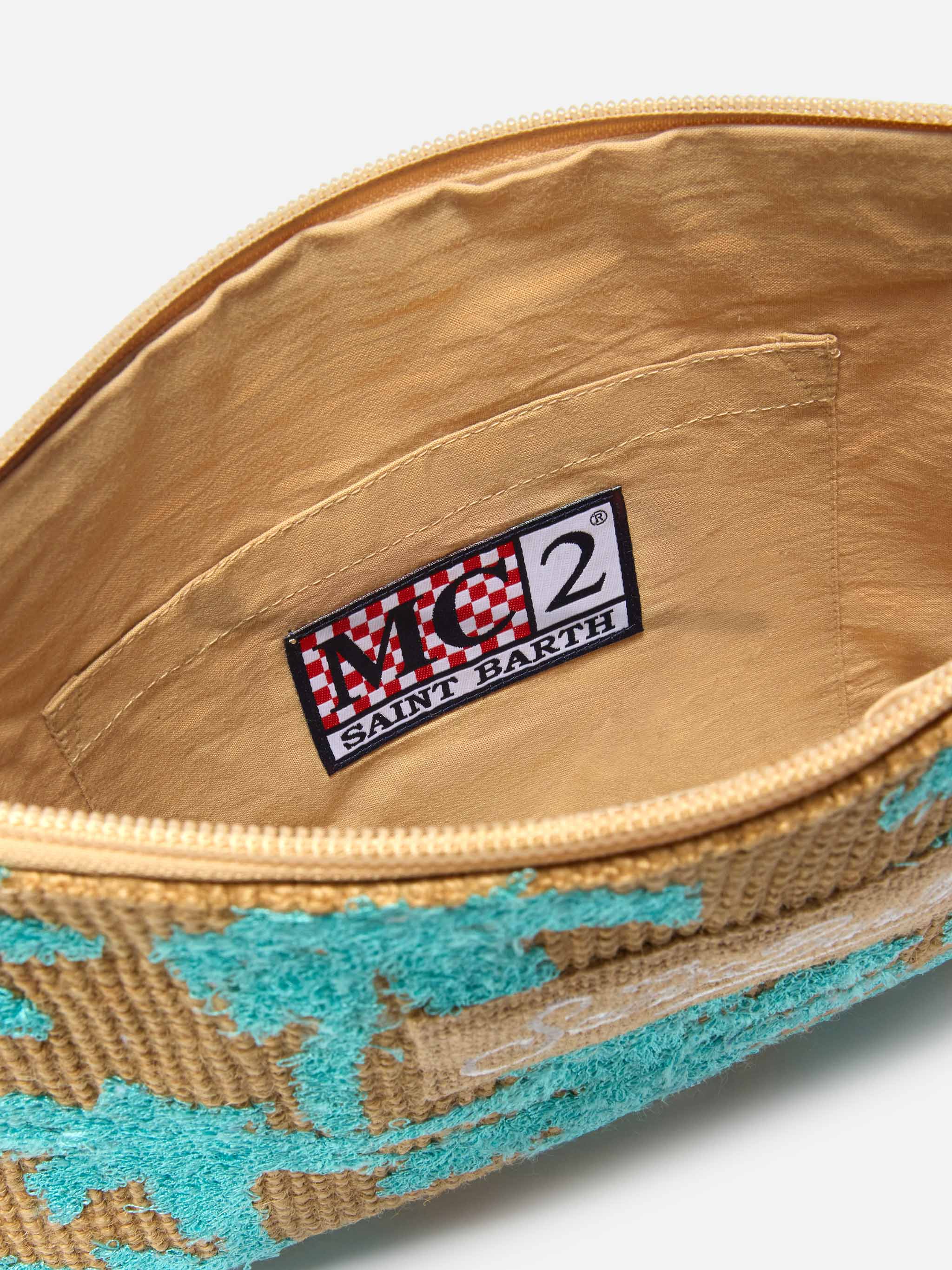 Jute pouch with embroidered palm pattern - Image 5