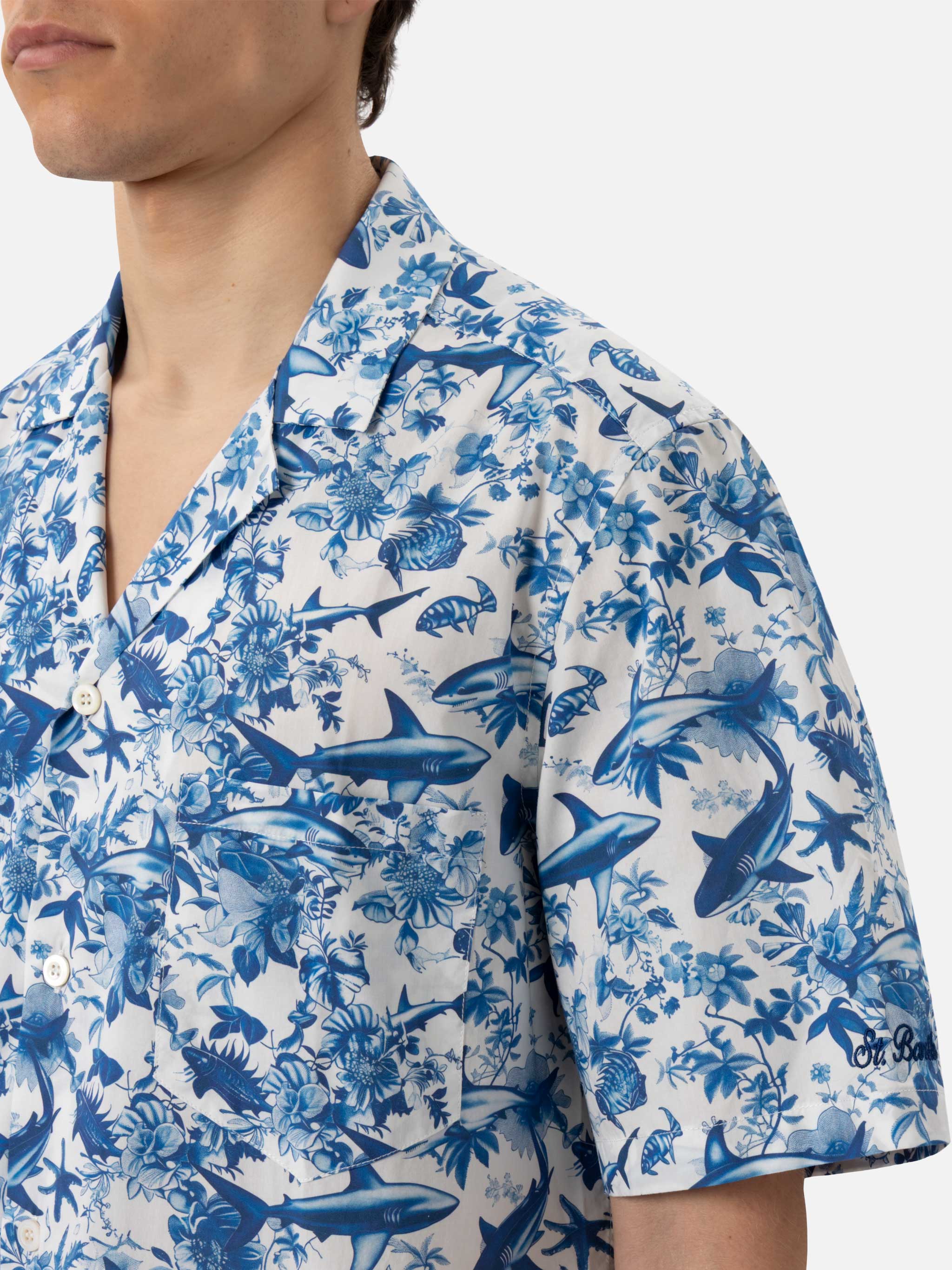 Kalea cotton shirt with shark print | AI CO-CREATED DESIGN BY RICKDICK - POWERED BY RED-EYE - Image 3