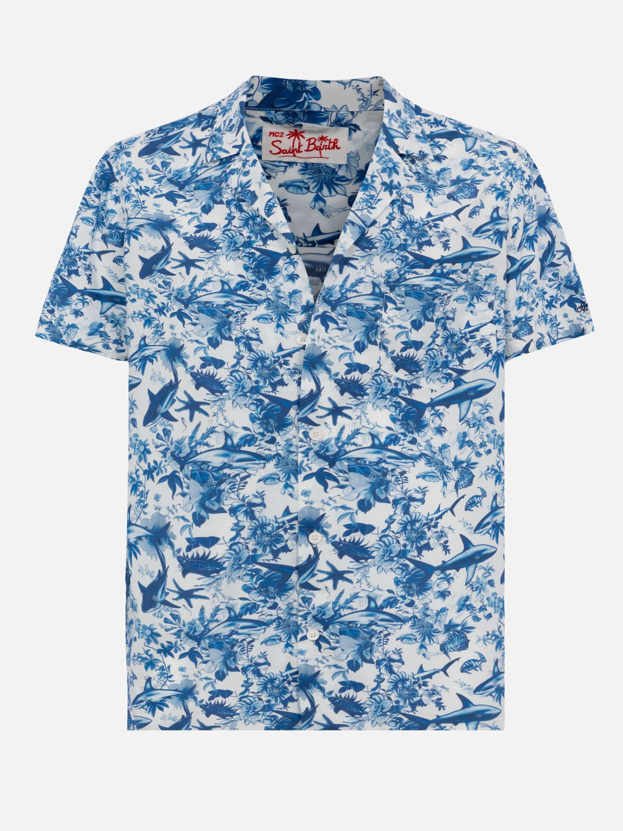 Kalea cotton shirt with shark print | AI CO-CREATED DESIGN BY RICKDICK - POWERED BY RED-EYE - Image 4