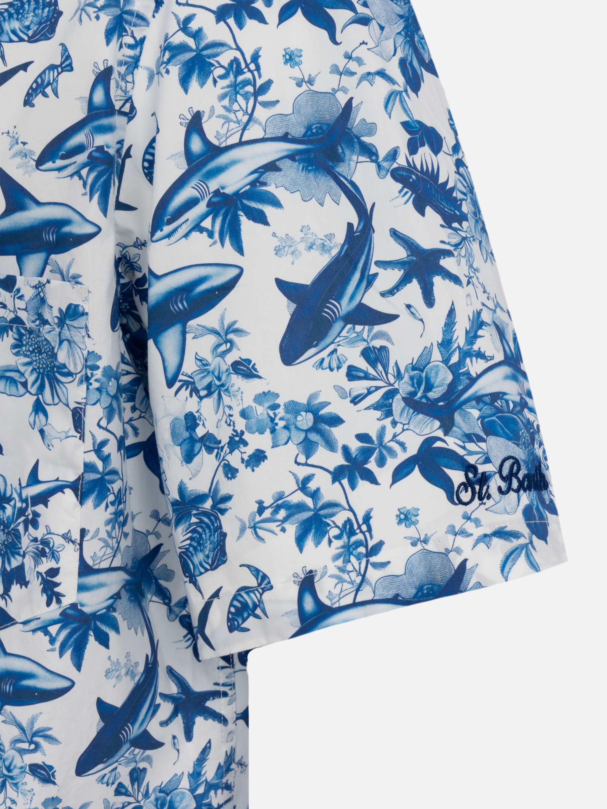 Kalea cotton shirt with shark print | AI CO-CREATED DESIGN BY RICKDICK - POWERED BY RED-EYE - Image 6