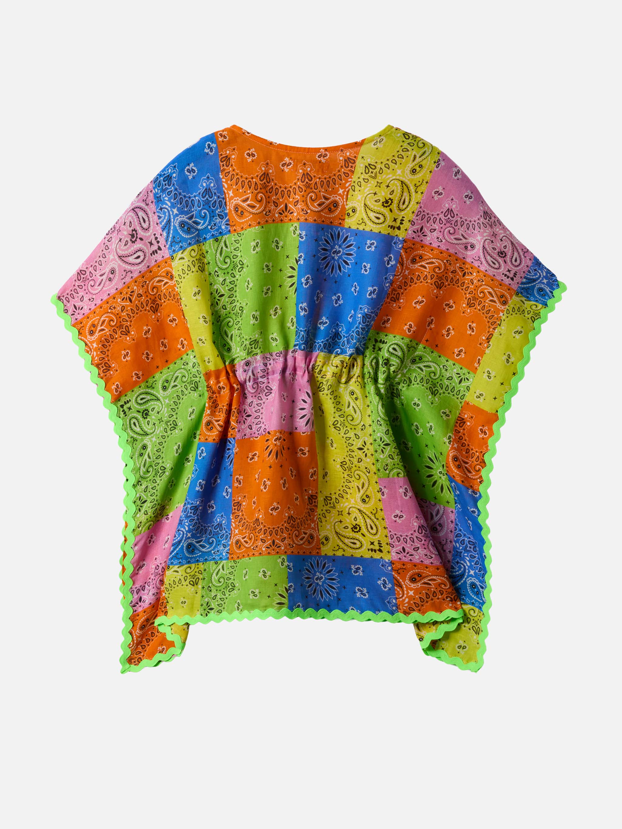 Kate poncho with multicolor bandana print - Image 3
