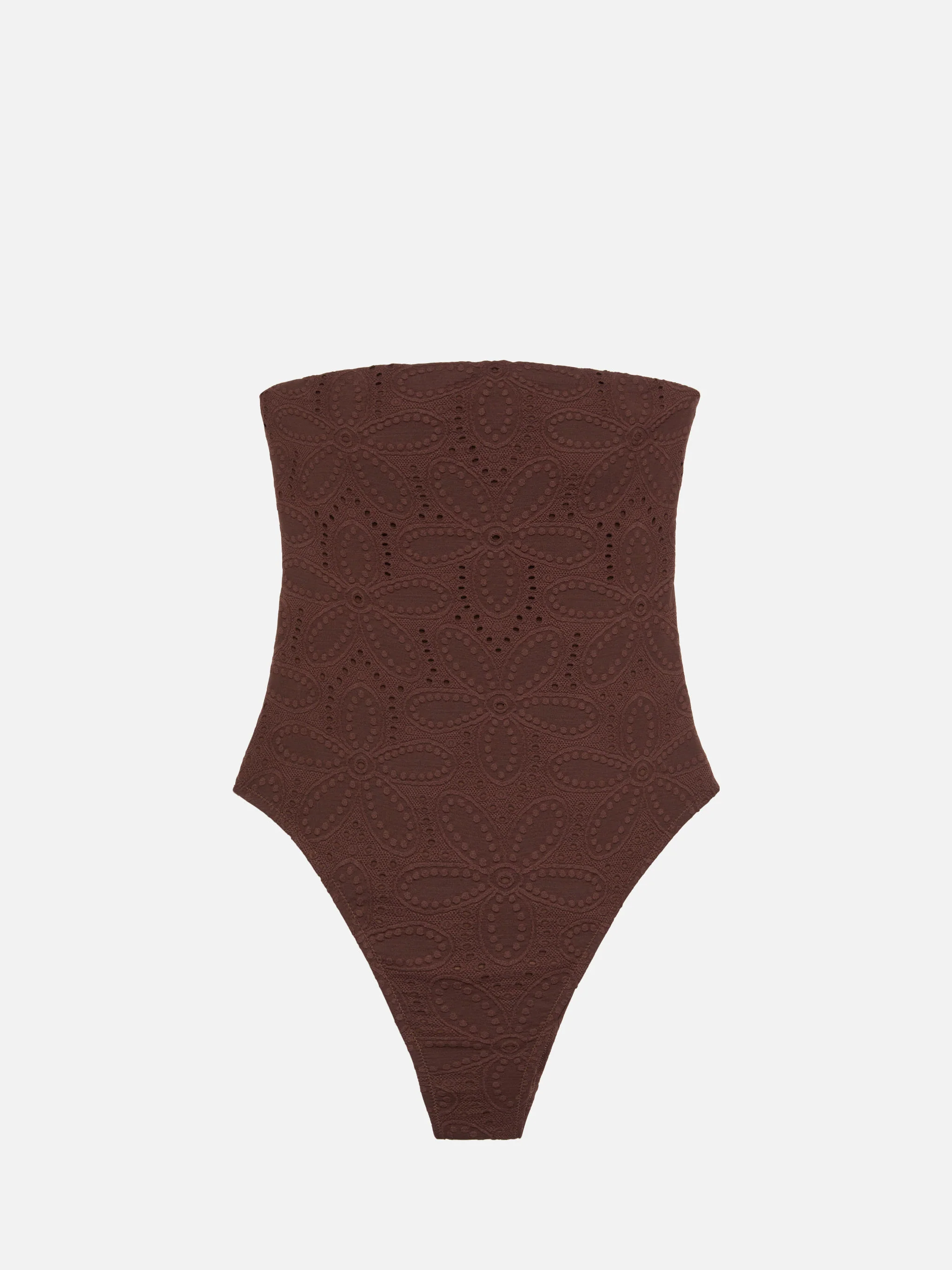 Kayla brown sangallo lace one-piece swimsuit