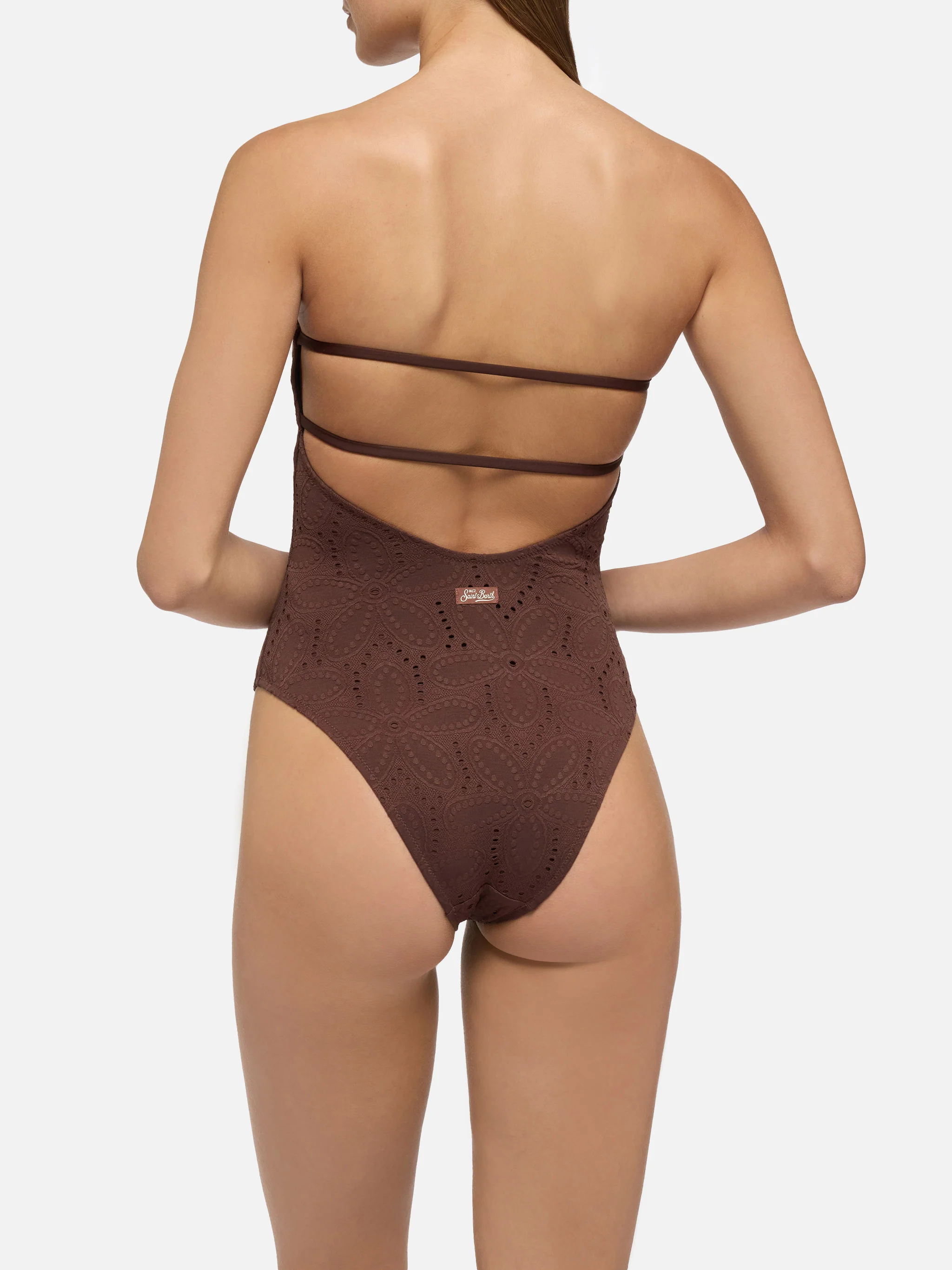 Kayla brown sangallo lace one-piece swimsuit - Image 3