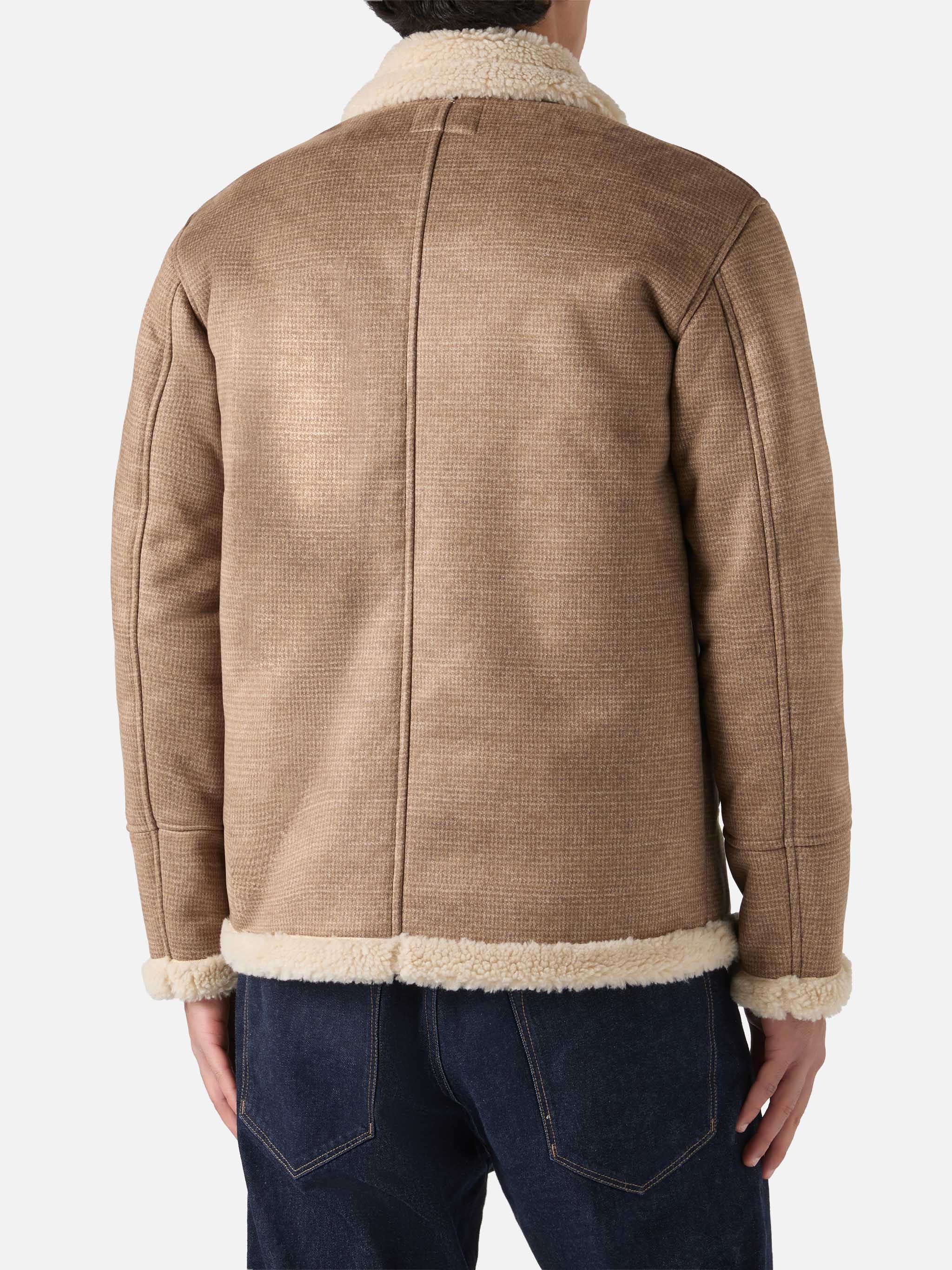 Kells pied de poule jacket with faux shearling collar - Image 3