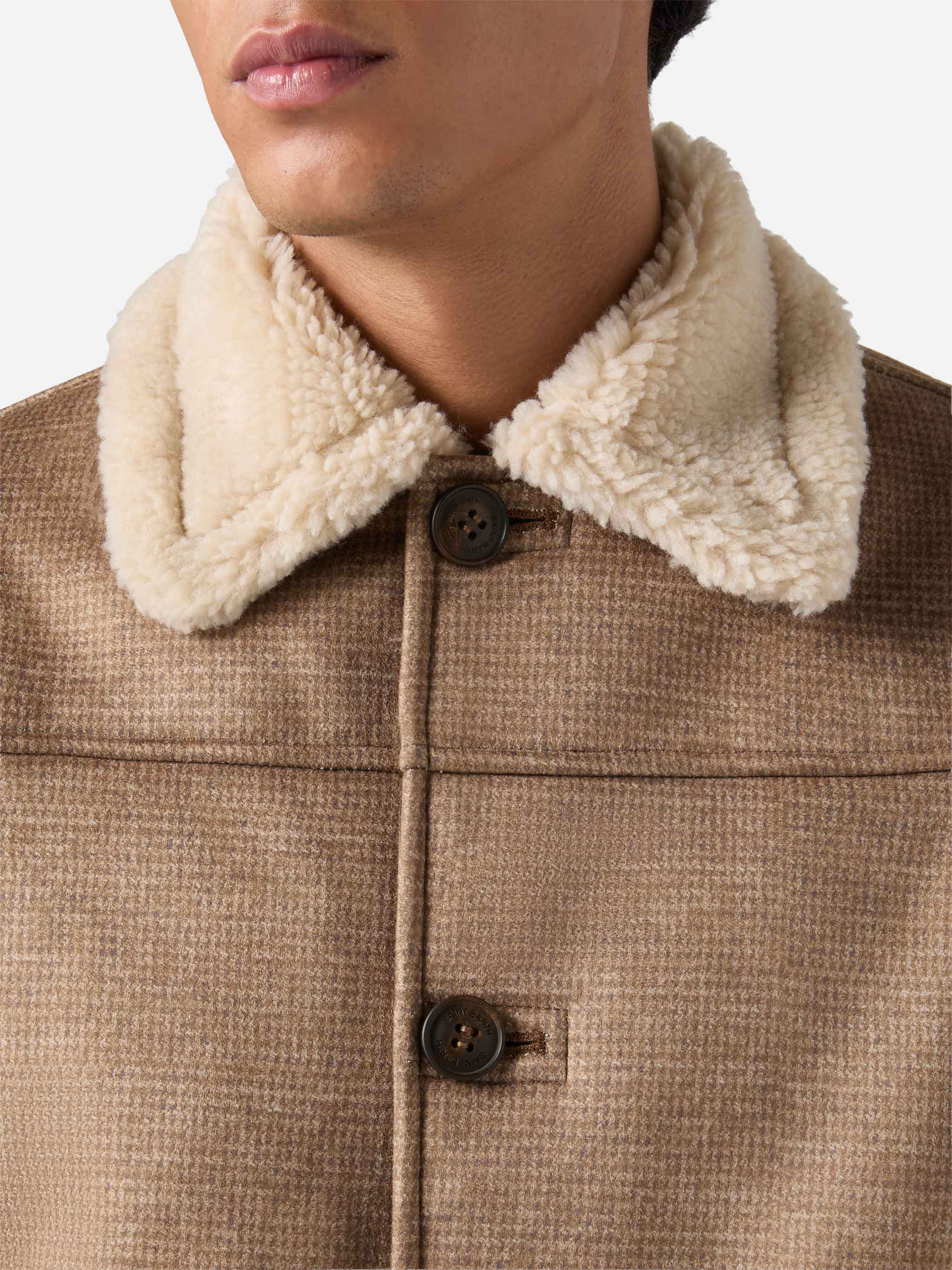 Kells pied de poule jacket with faux shearling collar - Image 4