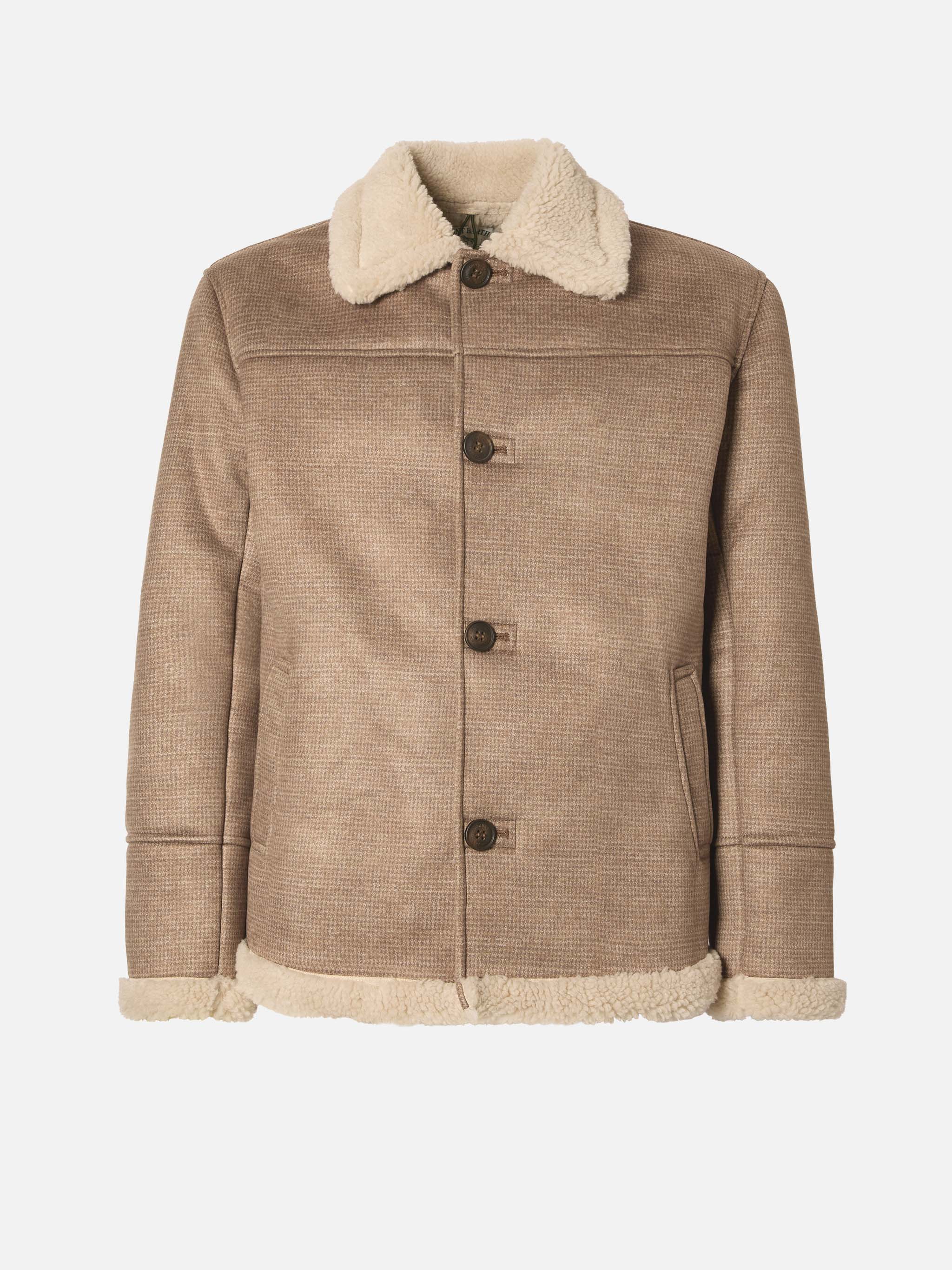 Kells pied de poule jacket with faux shearling collar - Image 6