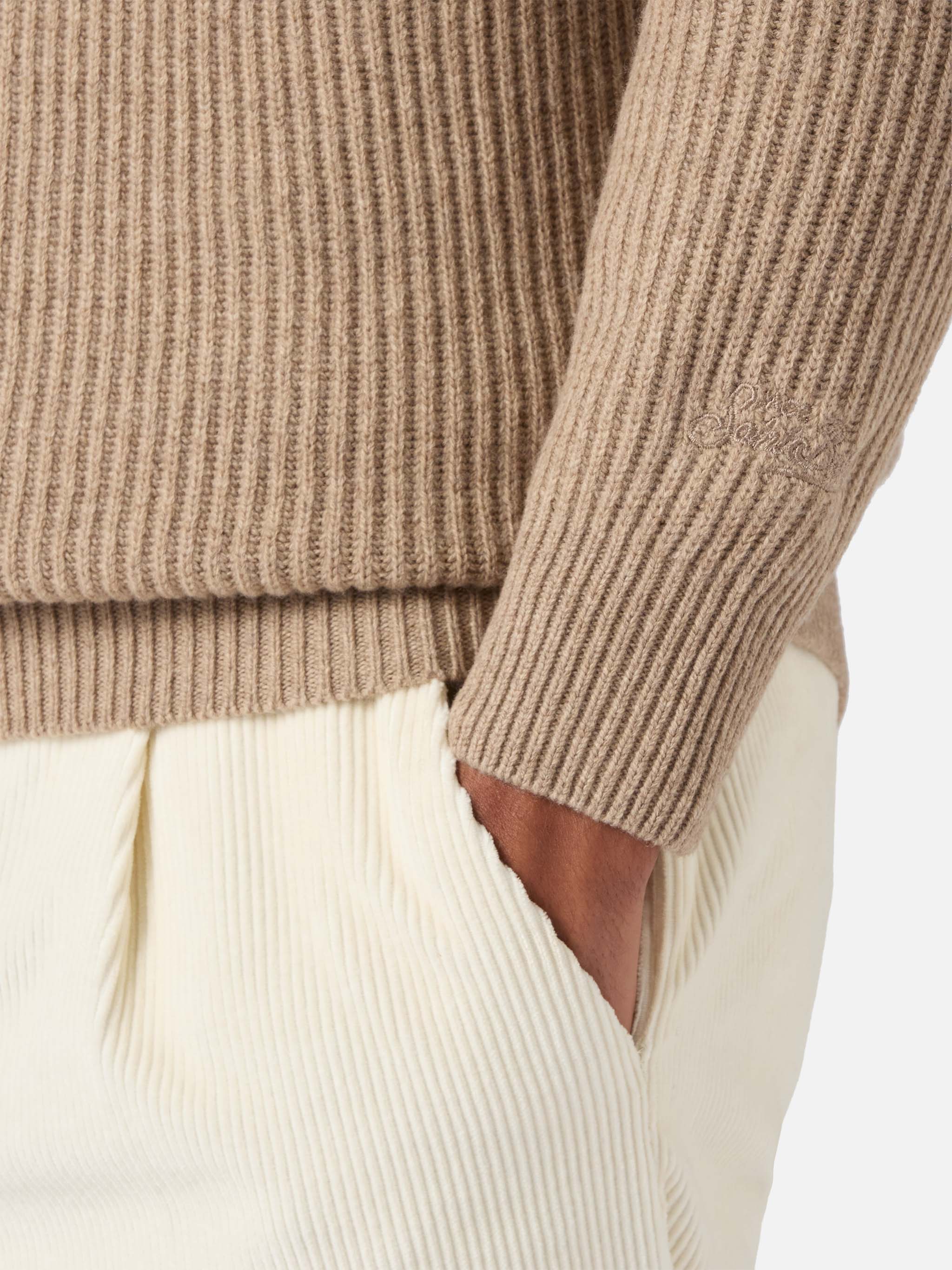 Khaki knit polo Downing in 100% WOOL - Image 4