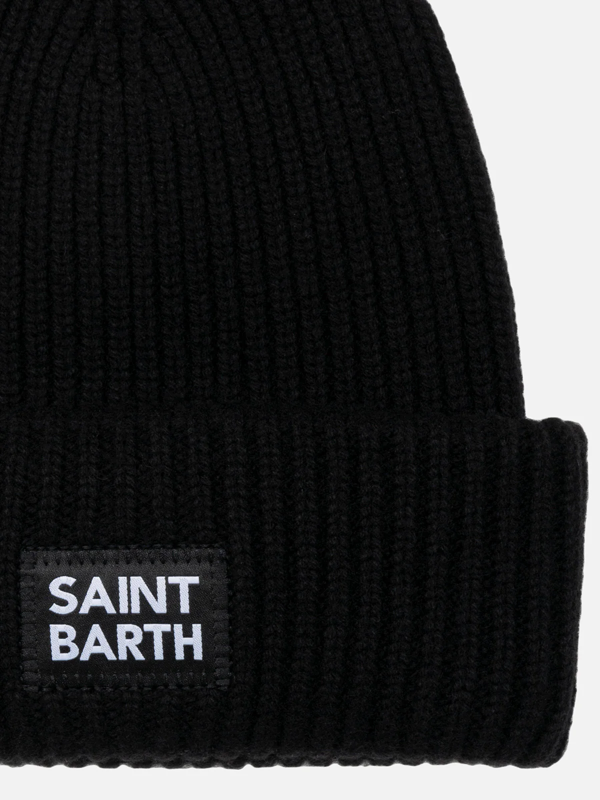 Black ribbed beanie Berry Jr with Saint Barth patch - Image 3
