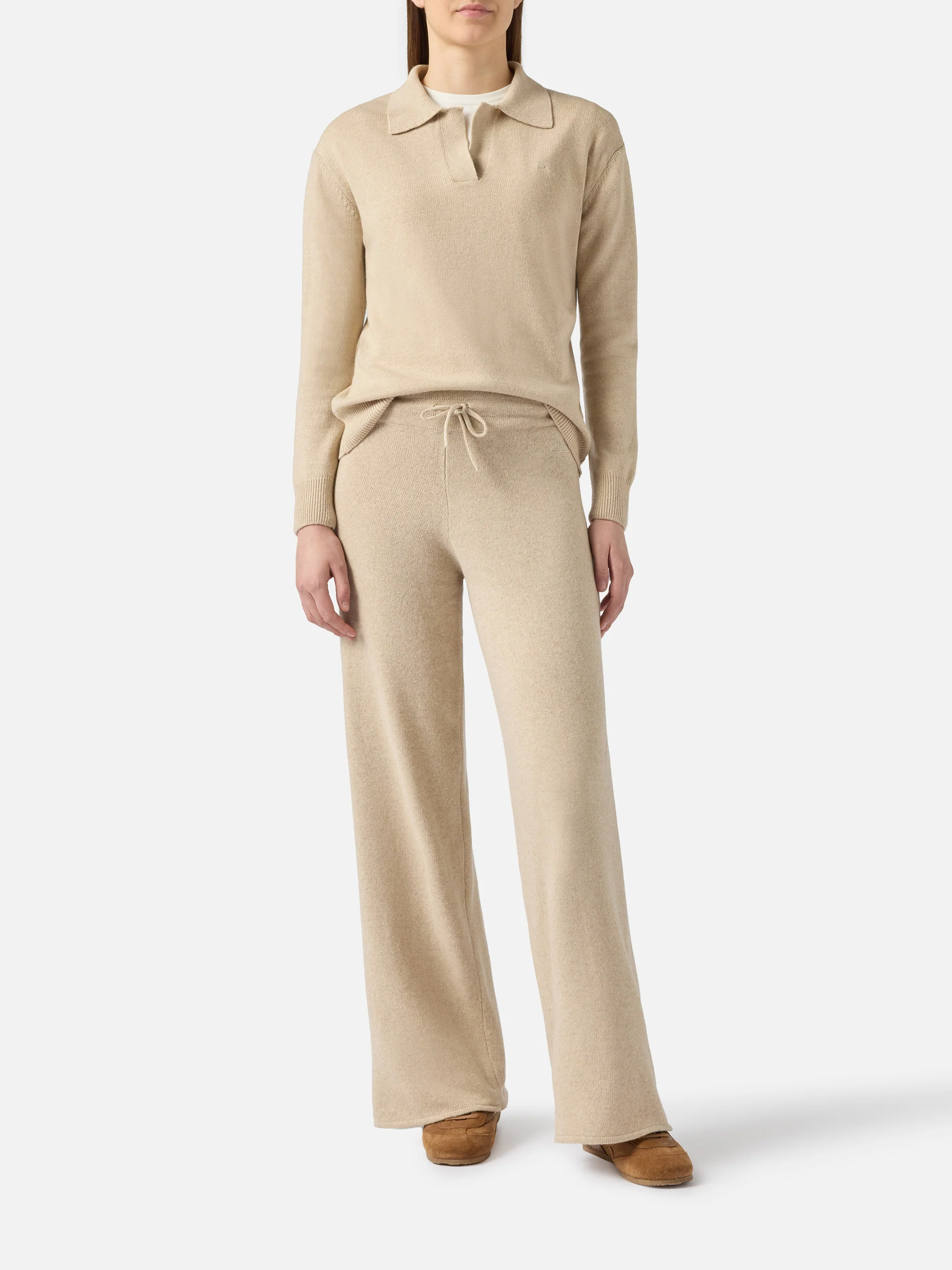 Knitted beige palazzo pants - Image 2