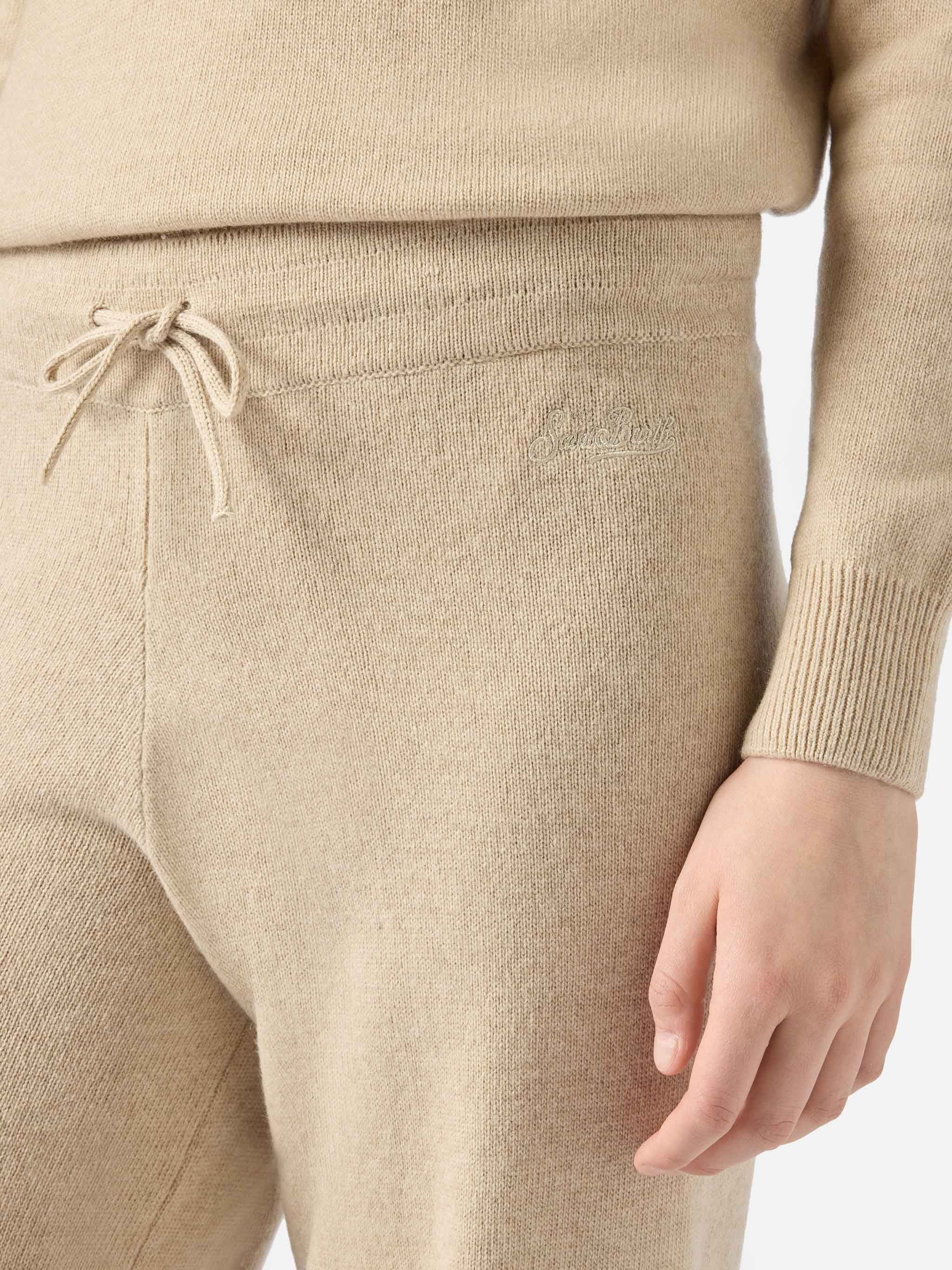 Knitted beige palazzo pants - Image 3