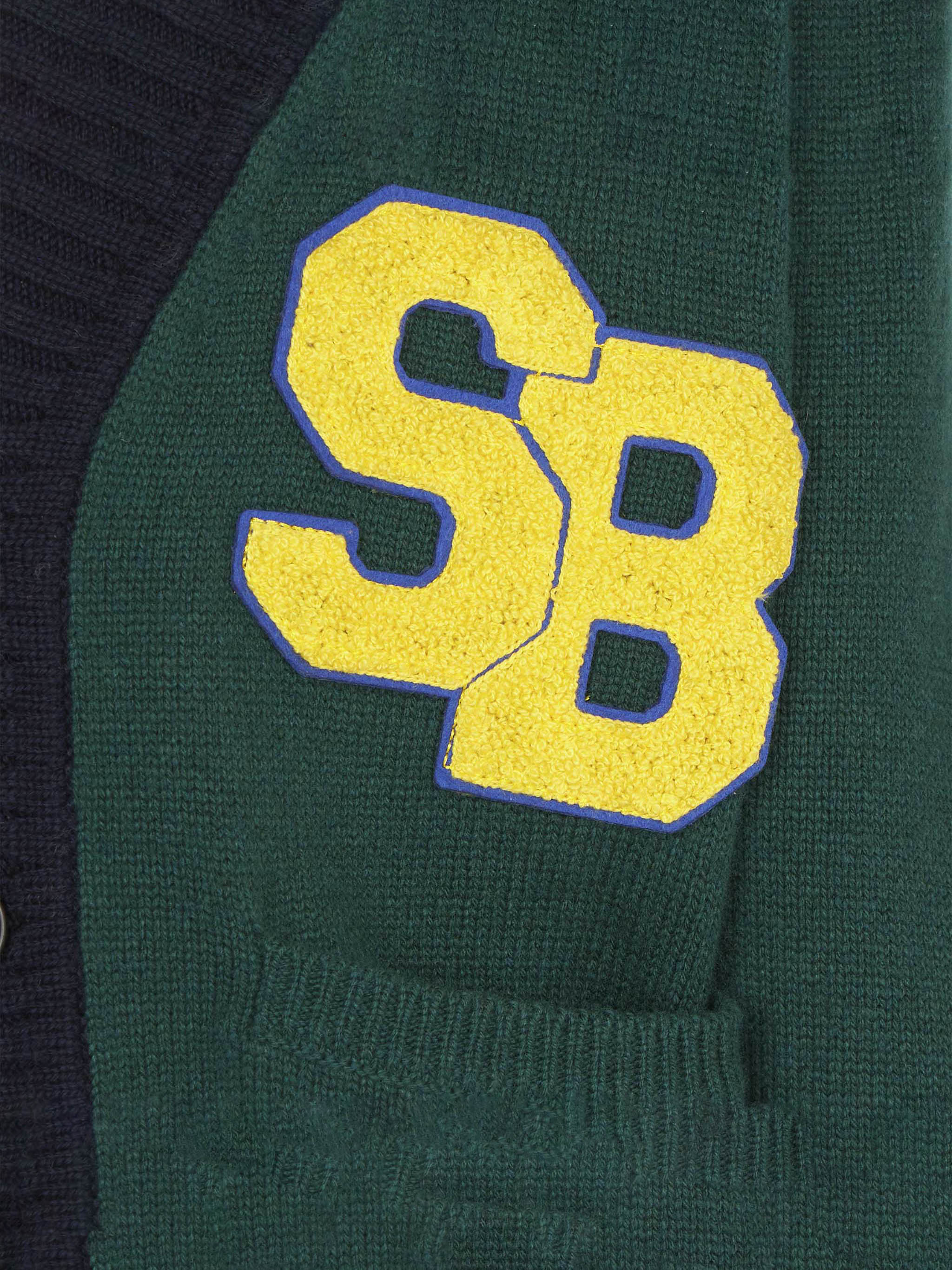Knitted cardigan with patch and St. Barth College embroidery - Image 3