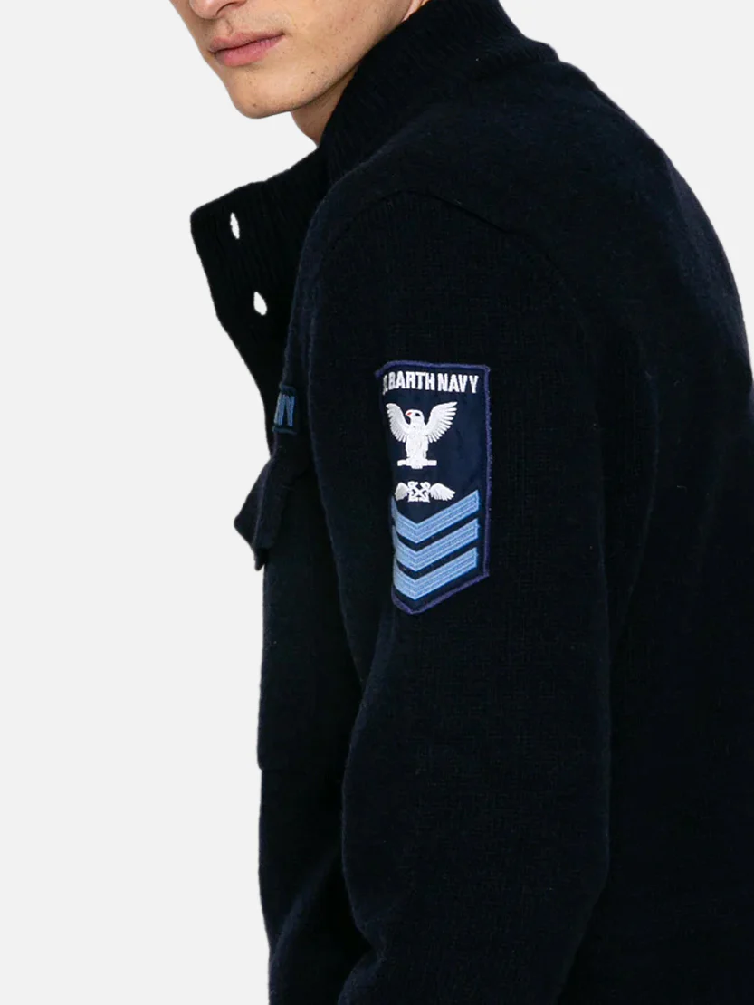 Knitted field jacket with patch - Image 2