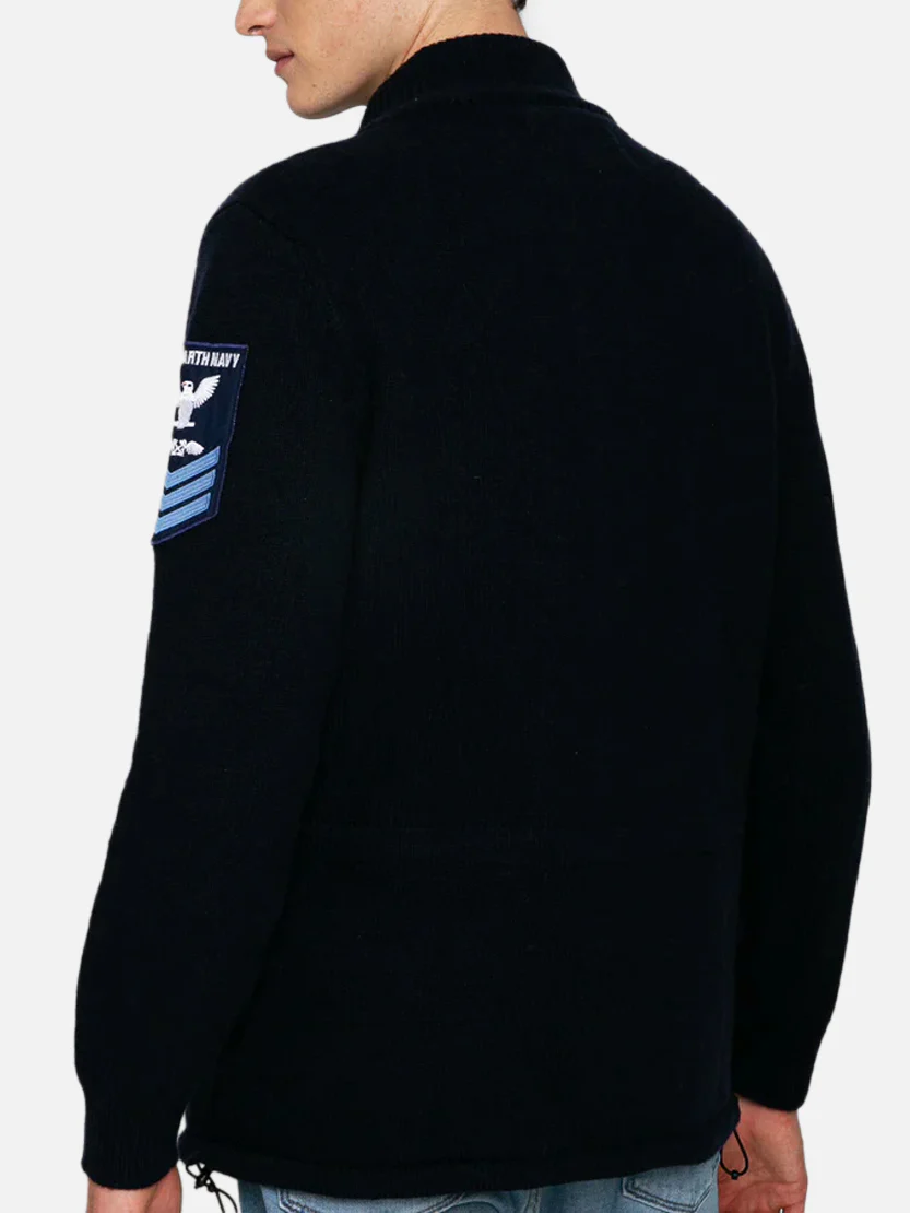 Knitted field jacket with patch - Image 3