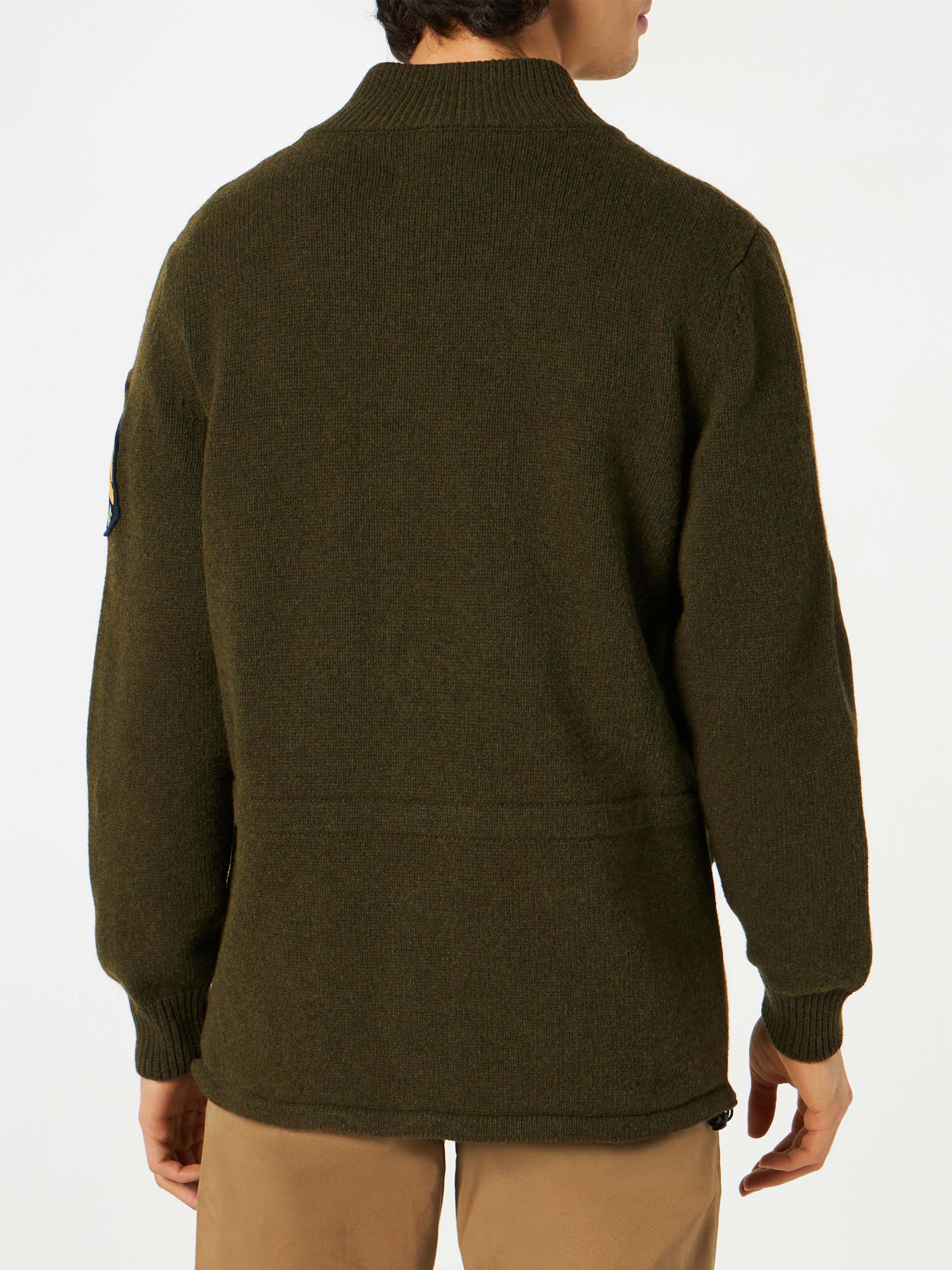 Knitted field jacket with patch - Image 3