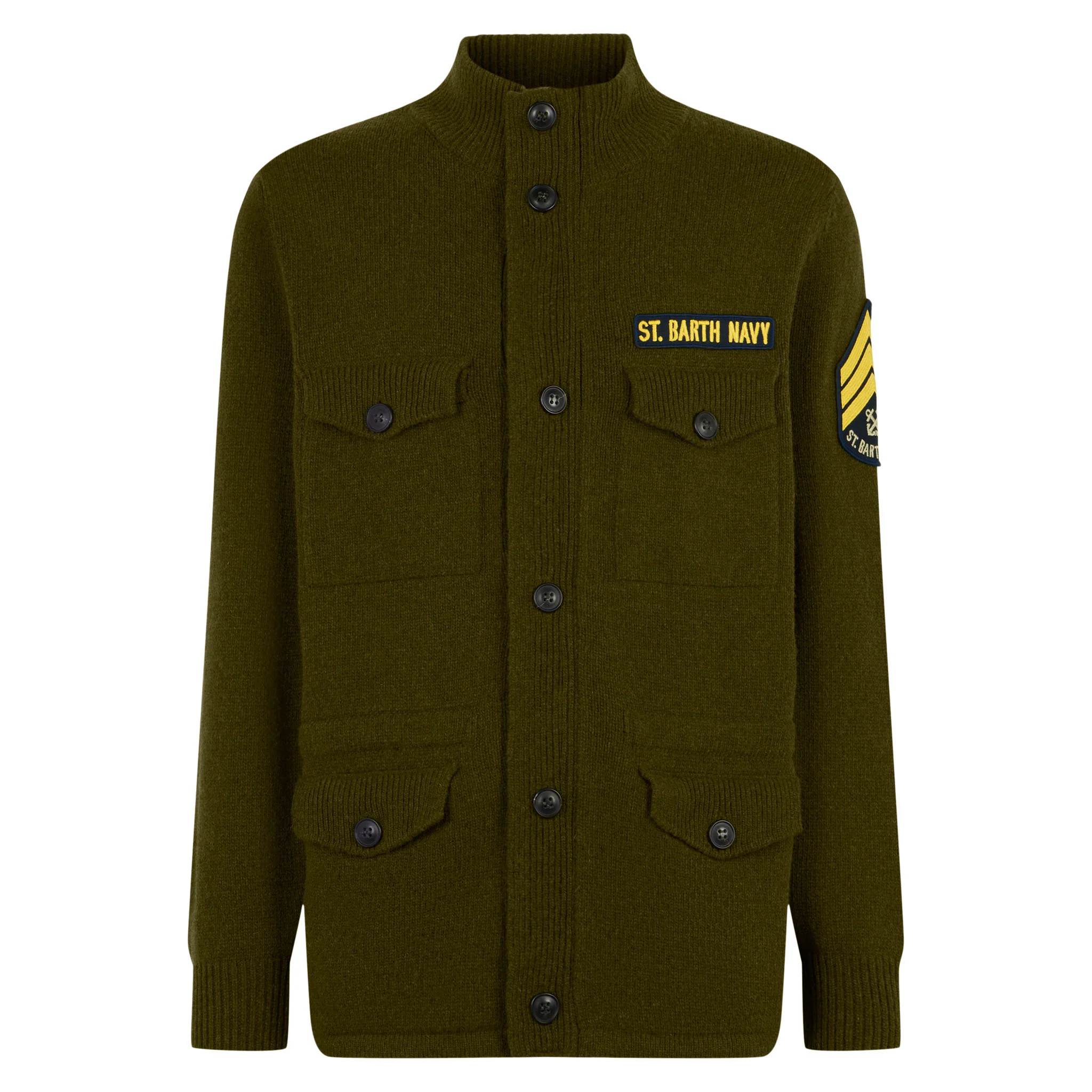 Knitted field jacket with patch - Image 4