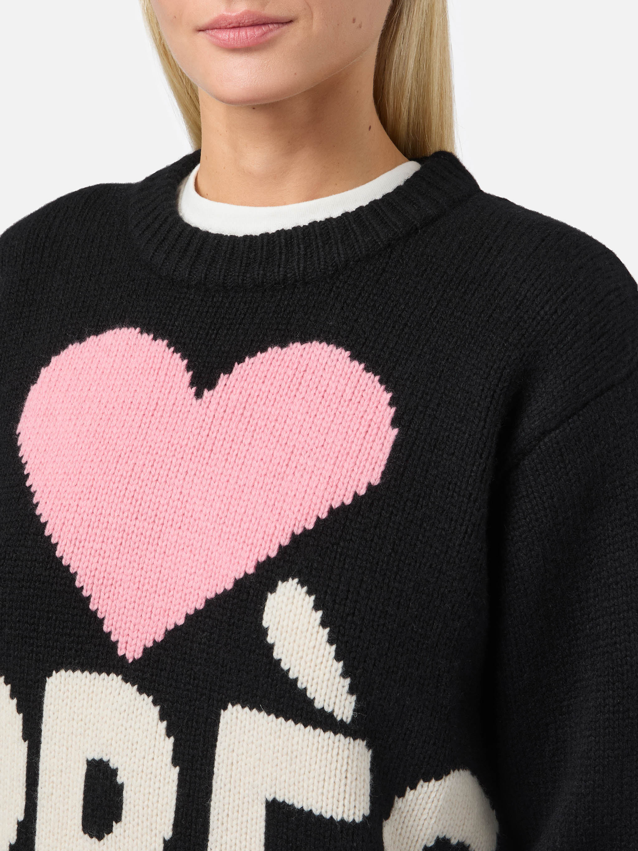 Kyla wool sweater in black with Après jacquard - Image 2