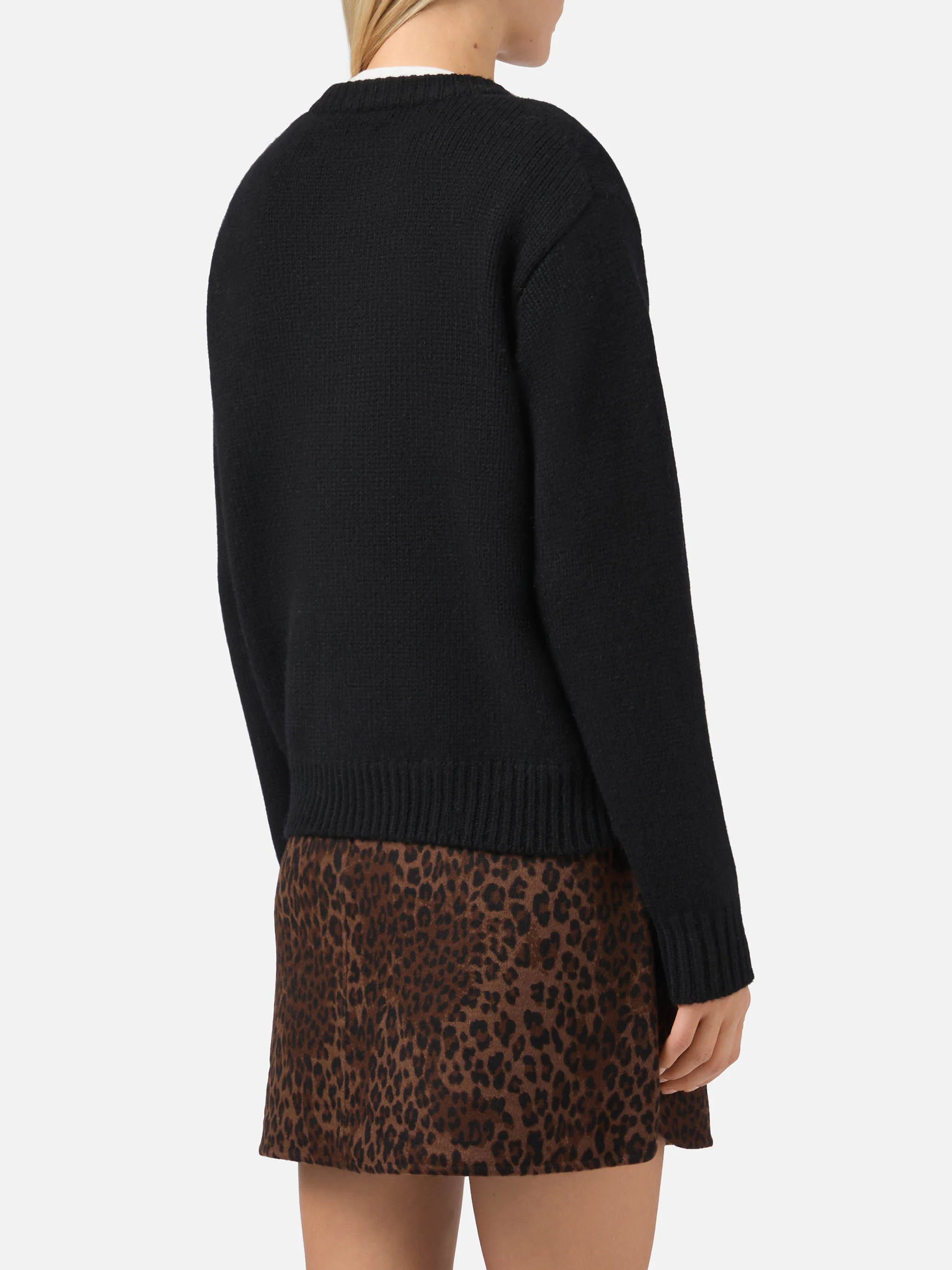 Kyla wool sweater in black with Après jacquard - Image 3