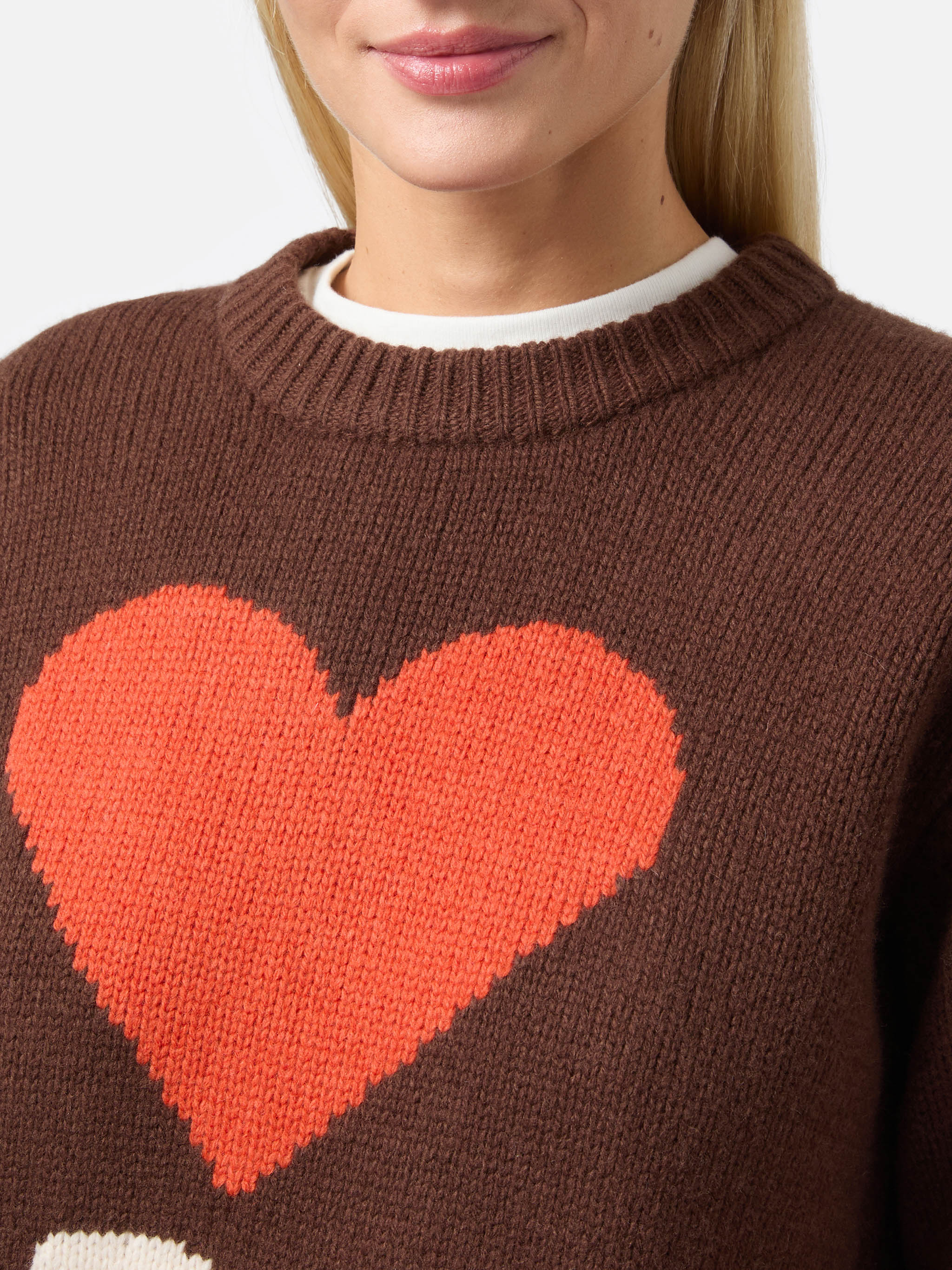 Kyla wool sweater in brown with Spritz jacquard - Image 2