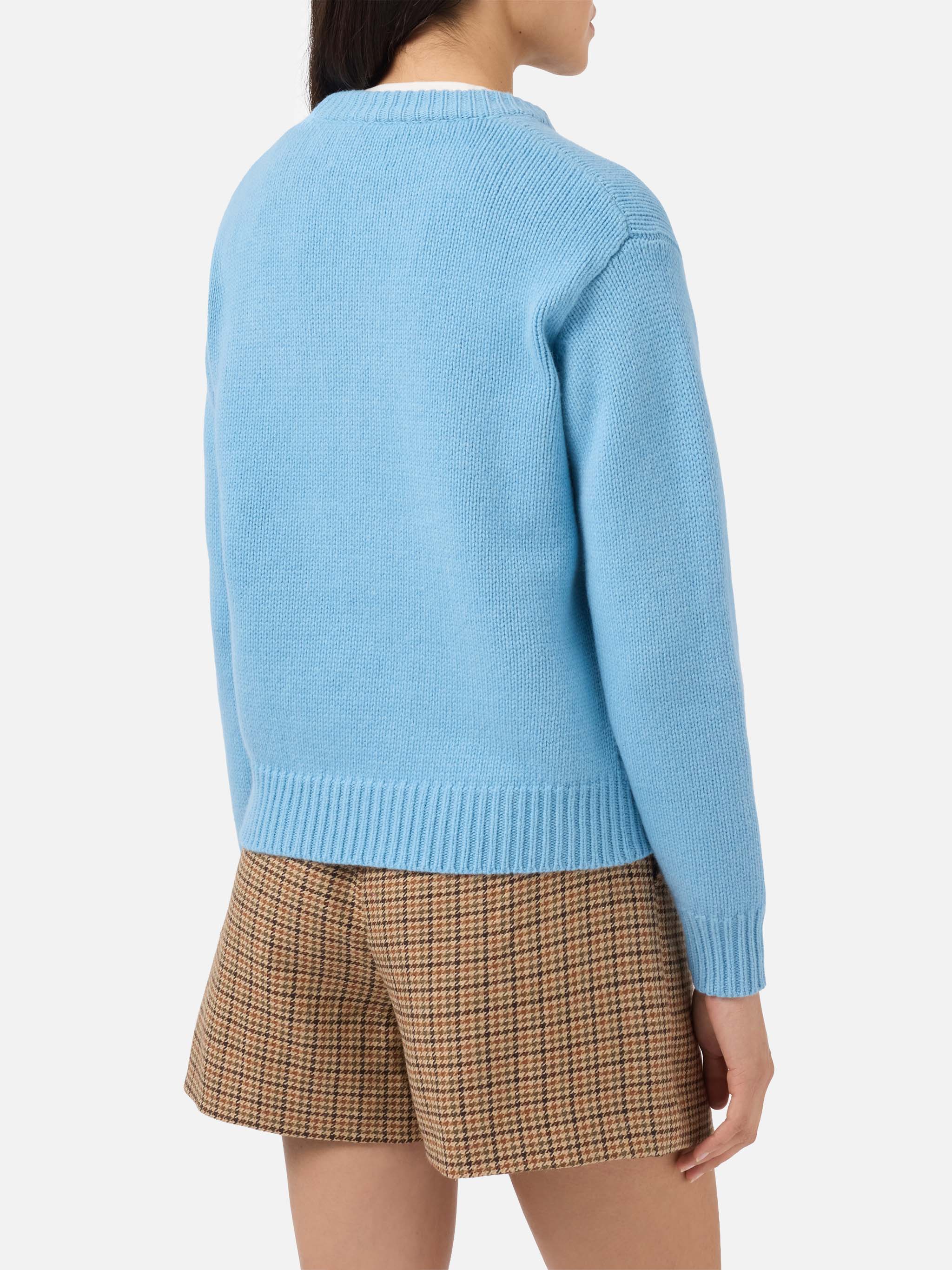 Kyla wool sweater in light blue with Snow jacquard - Image 3