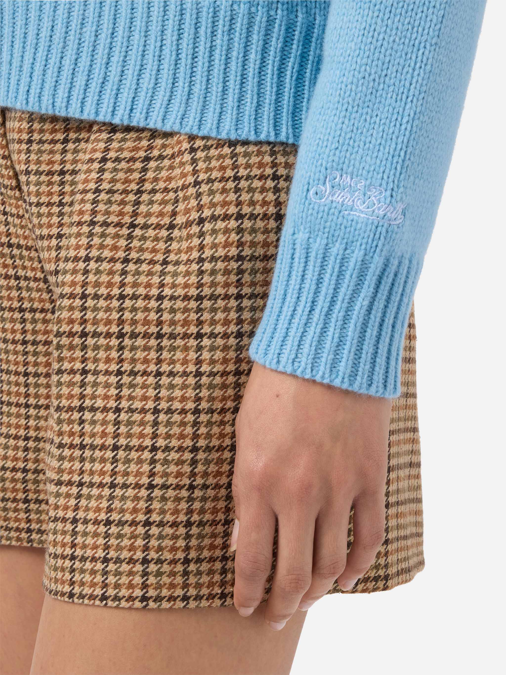 Kyla wool sweater in light blue with Snow jacquard - Image 4