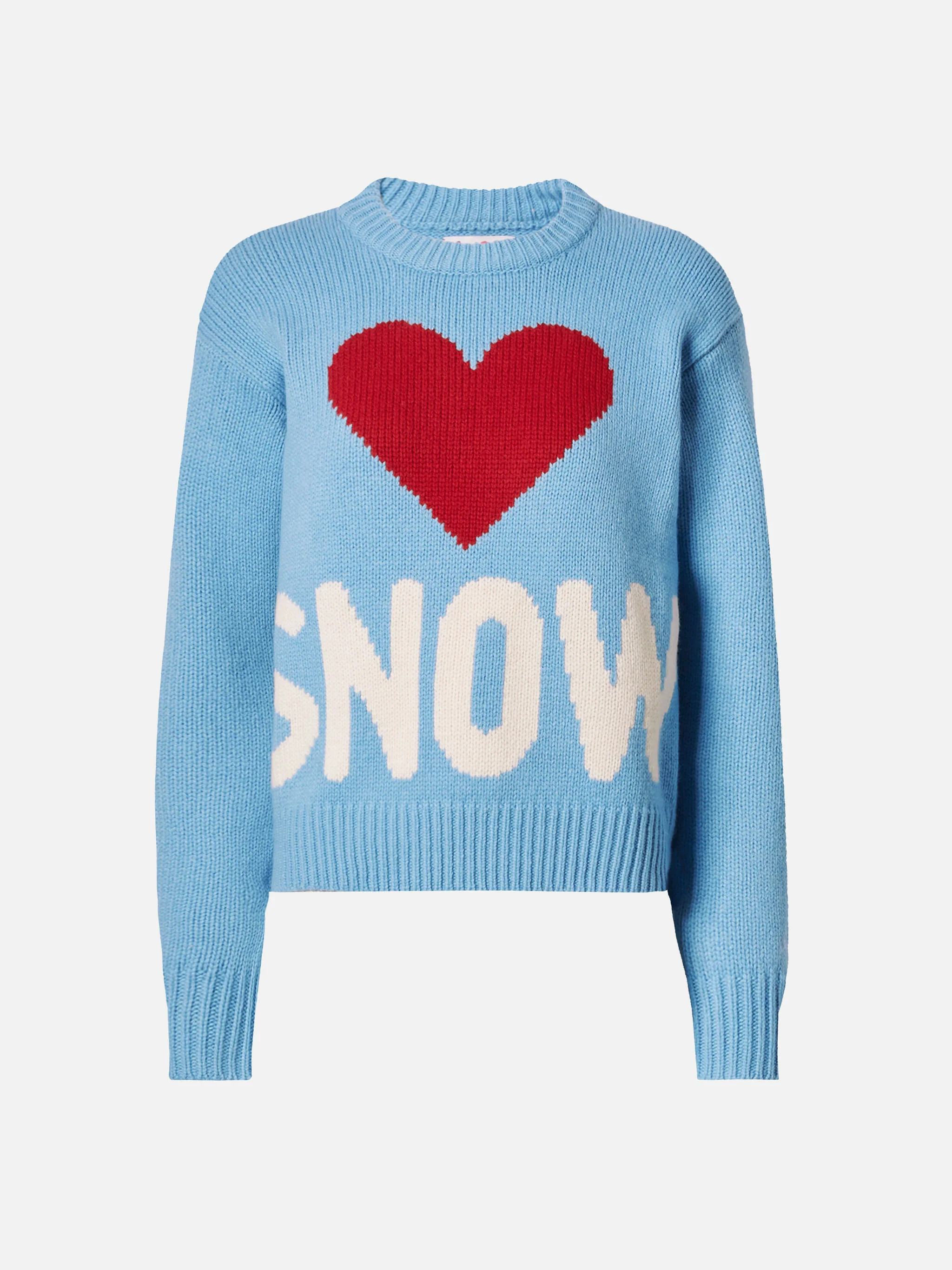 Kyla wool sweater in light blue with Snow jacquard - Image 5