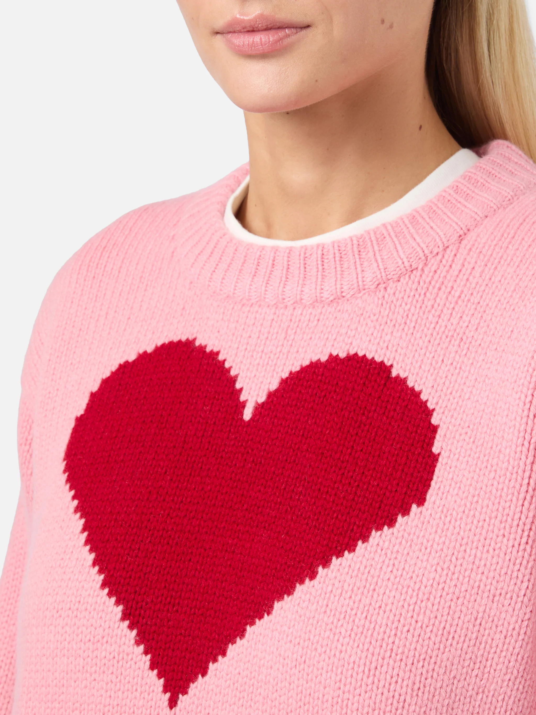 Kyla wool sweater in pink with Courma jacquard - Image 2