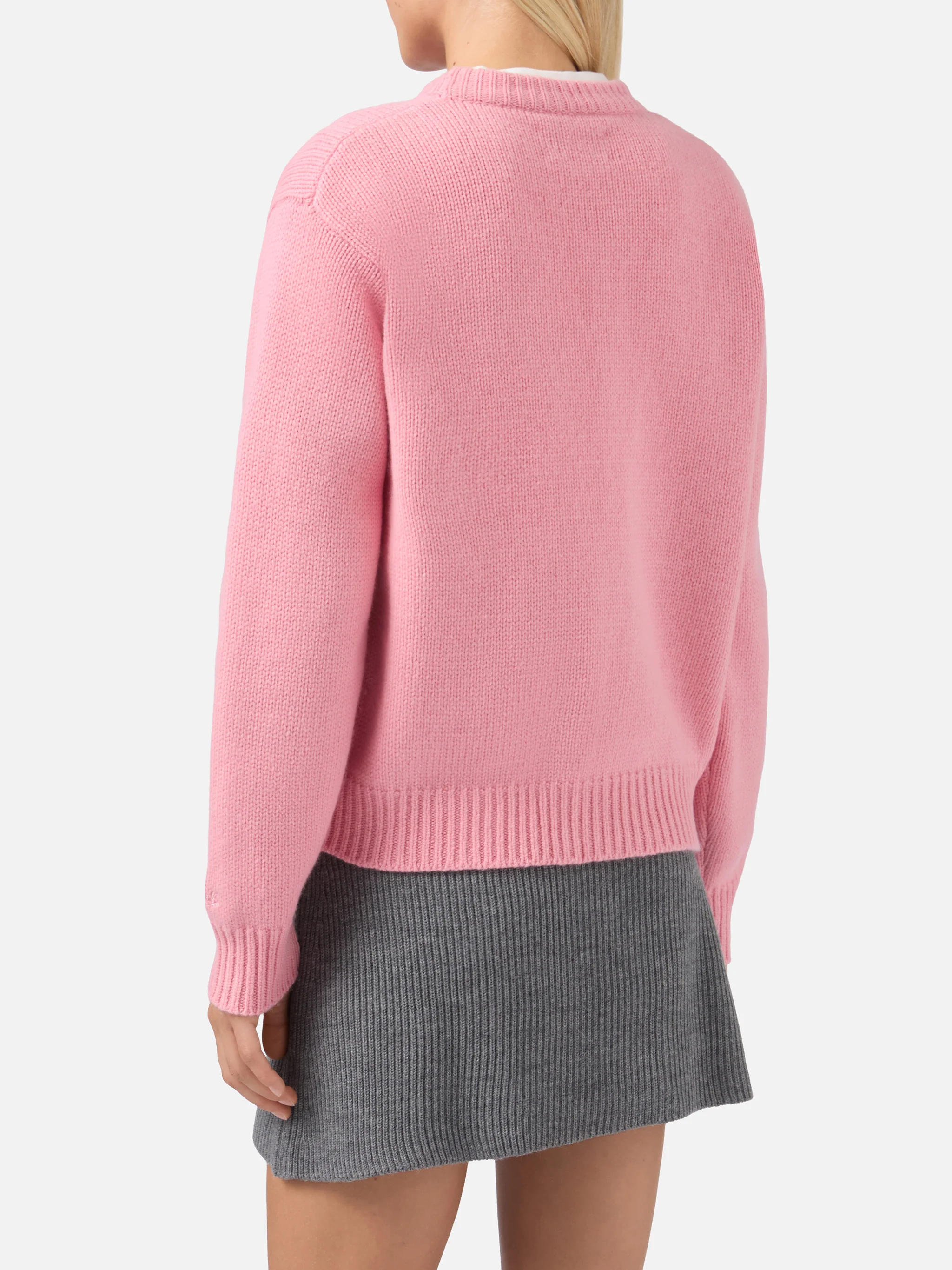 Kyla wool sweater in pink with Courma jacquard - Image 3