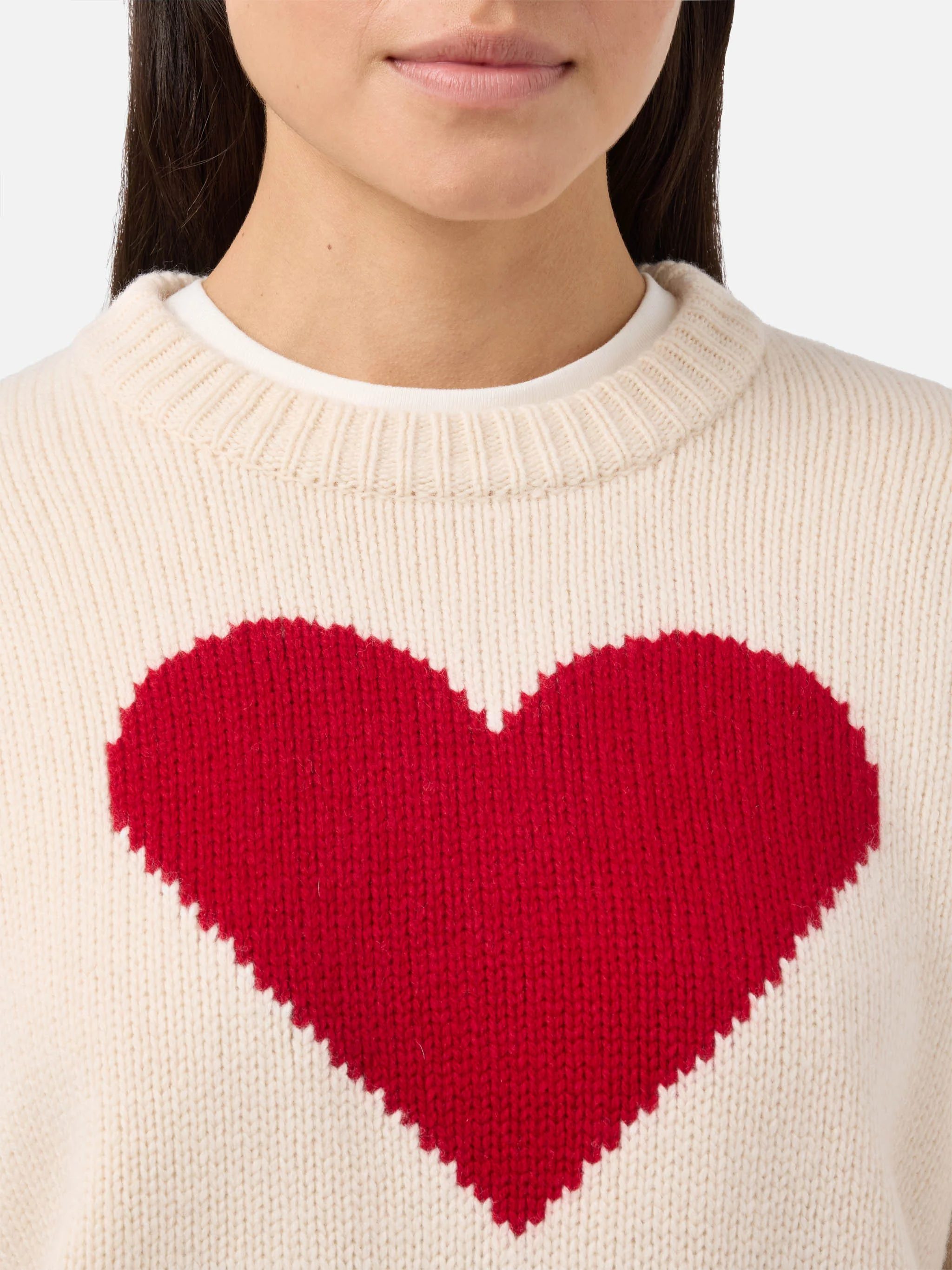 Kyla wool sweater in white with Cortina jacquard - Image 2