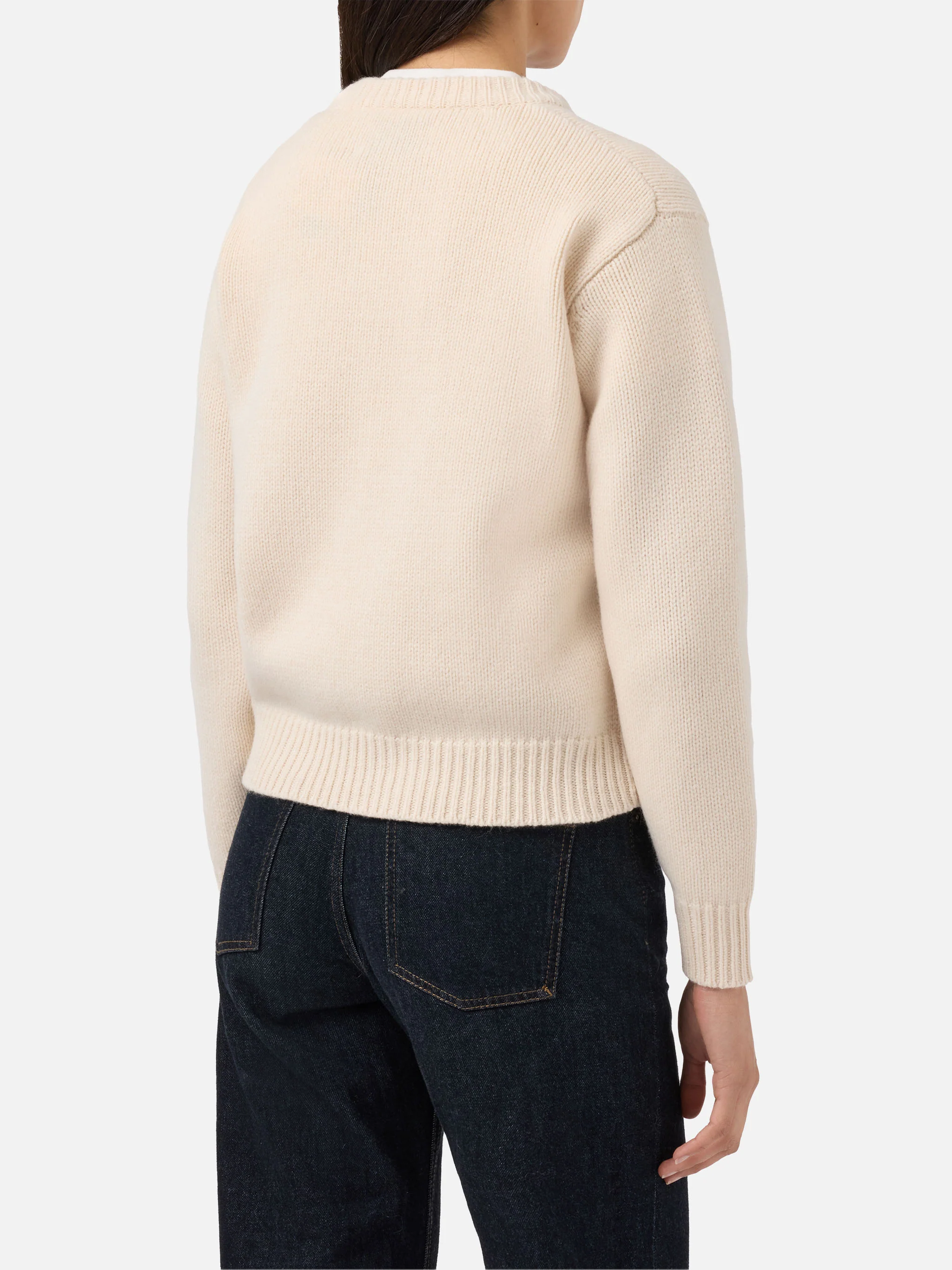 Kyla wool sweater in white with Cortina jacquard - Image 3