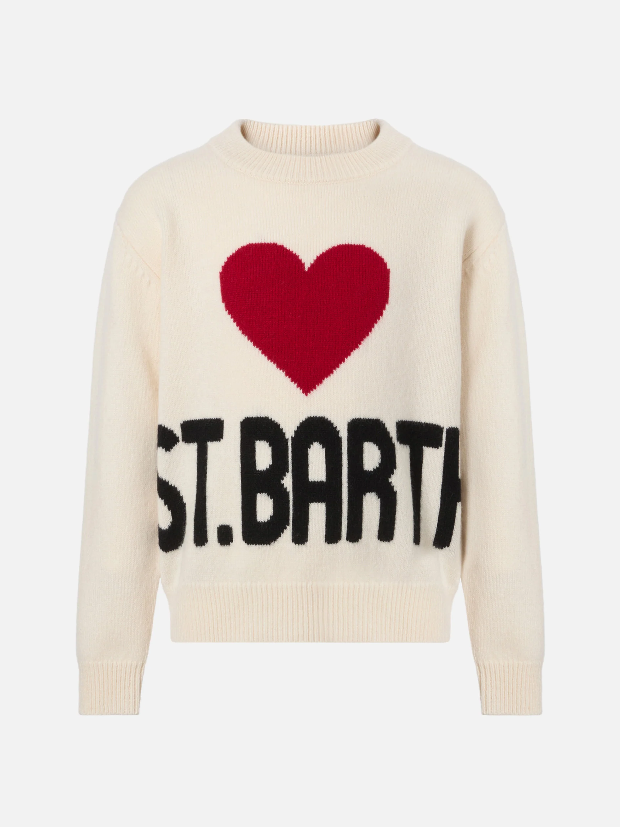 Kyla crewneck in white with I love St. Barth jacquard - Image 2