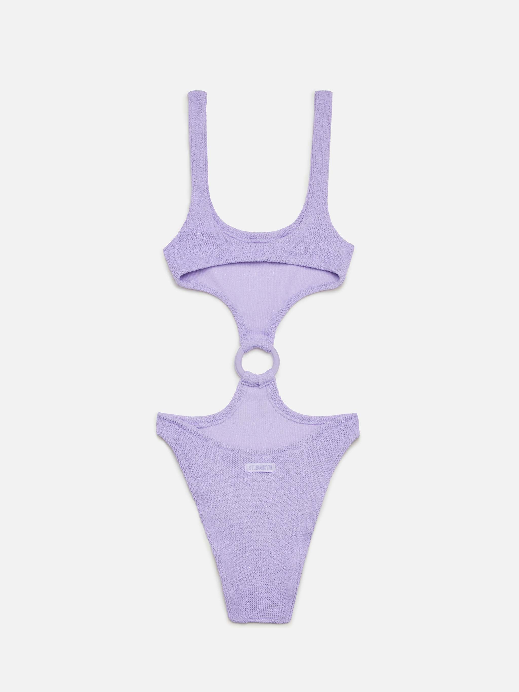 Laurel crinkle lurex lilac cut-out one-piece swimsuit - Image 4