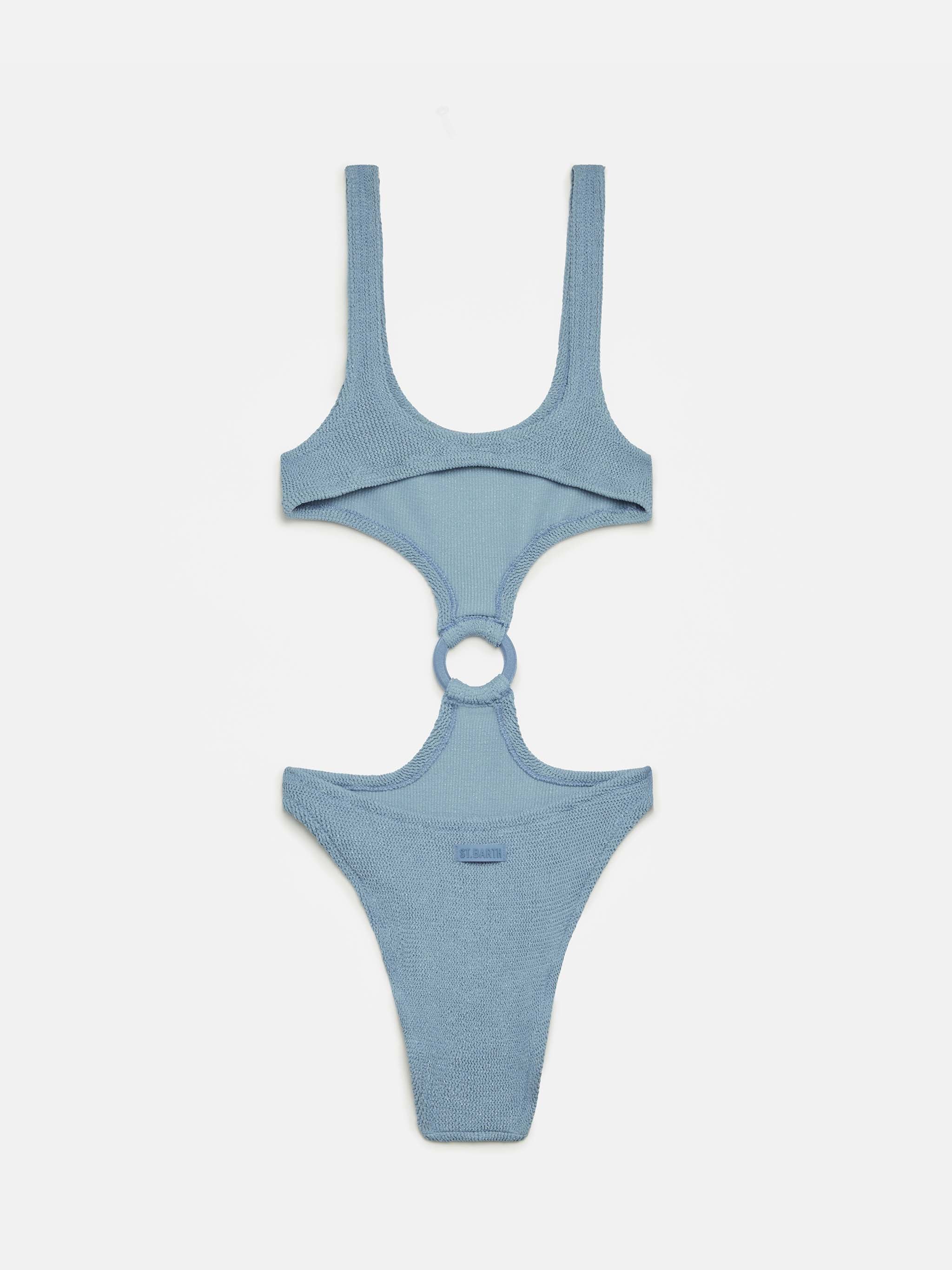 Laurel crinkle lurex silver cut-out one-piece swimsuit - Image 3