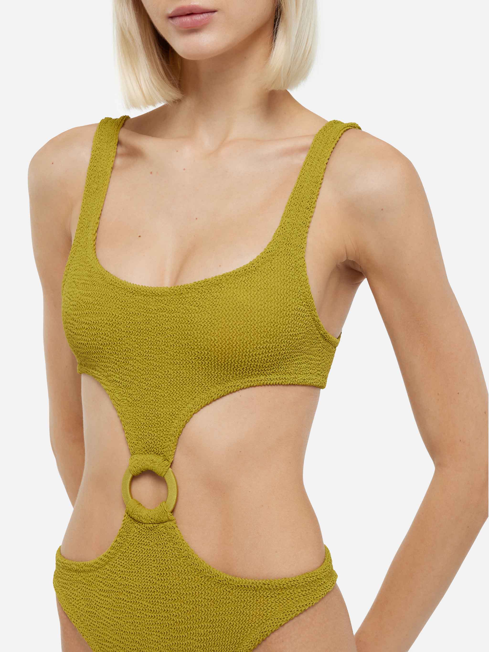 Laurel crinkle pistachio cut-out one-piece swimsuit - Image 5