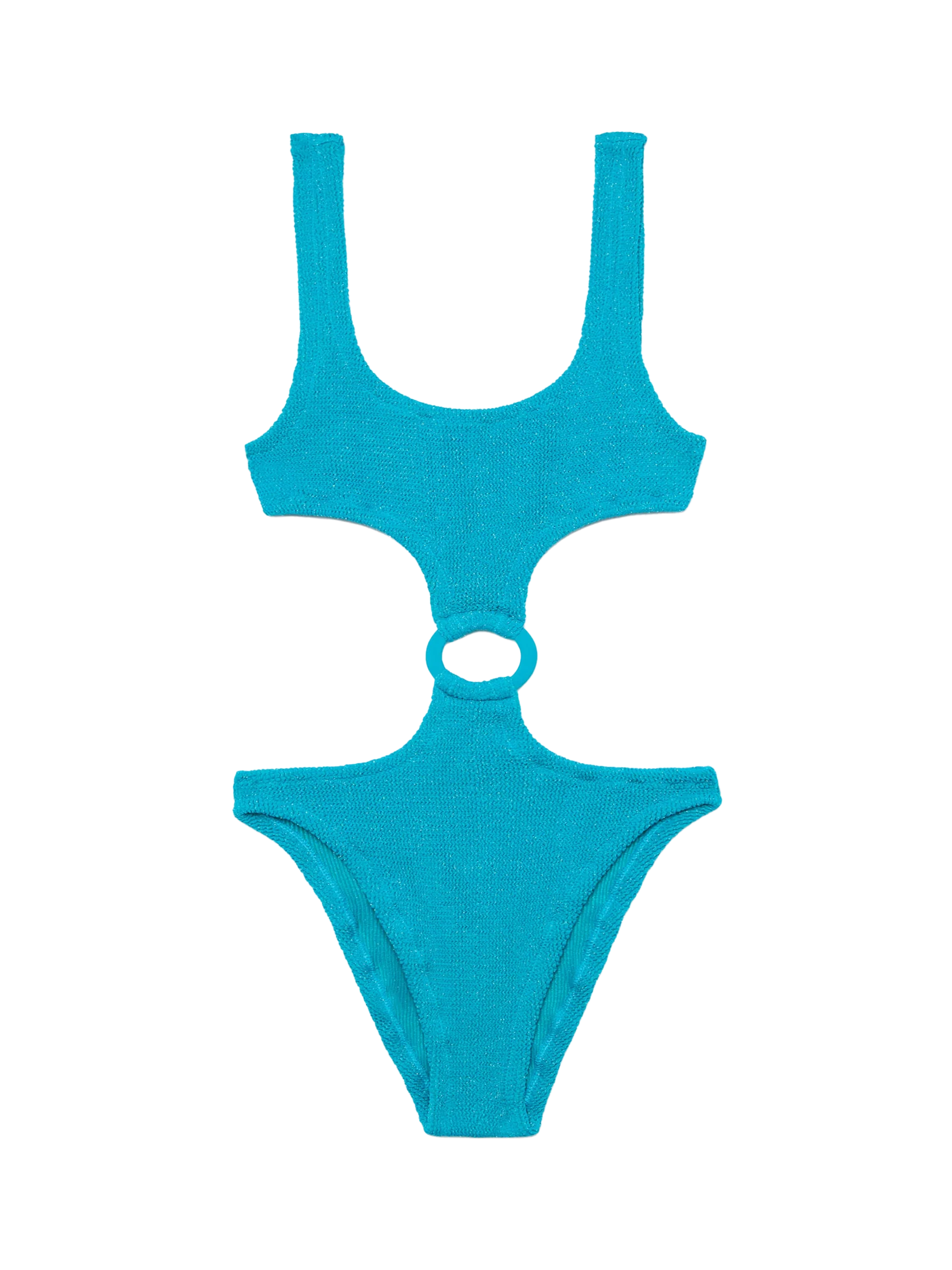 Laurel crinkle teal cut-out one-piece swimsuit
